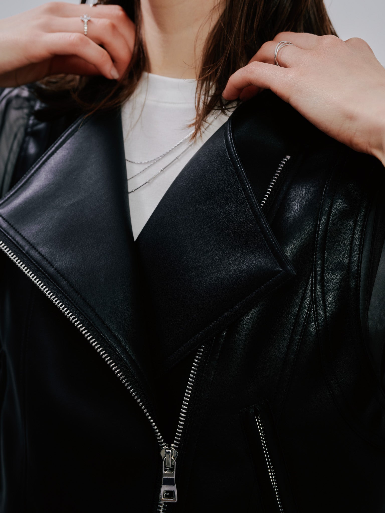 Tulle Sleeve Riders Jacket [603348] black(99)