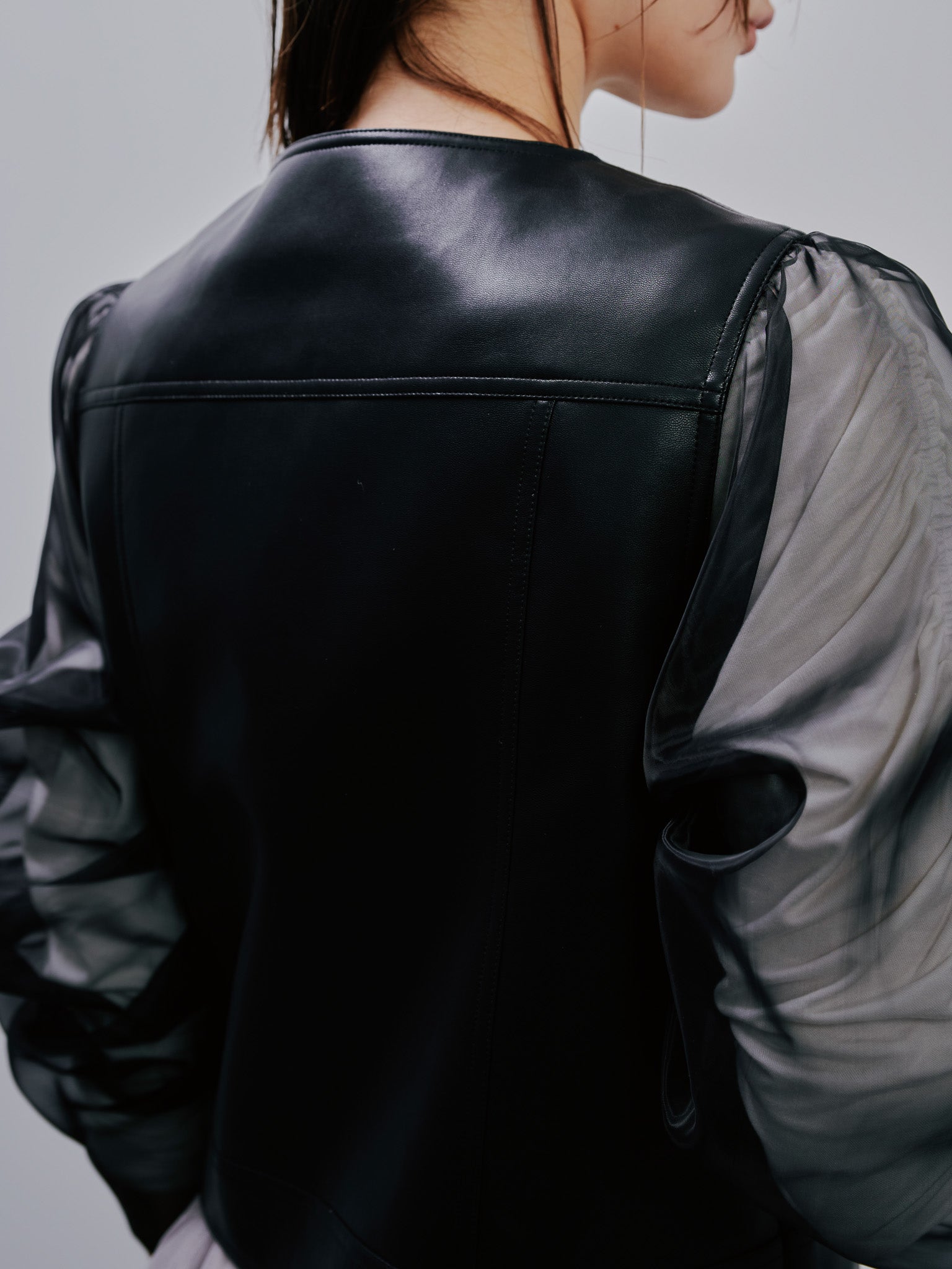 Tulle Sleeve Riders Jacket [603348] black(99)