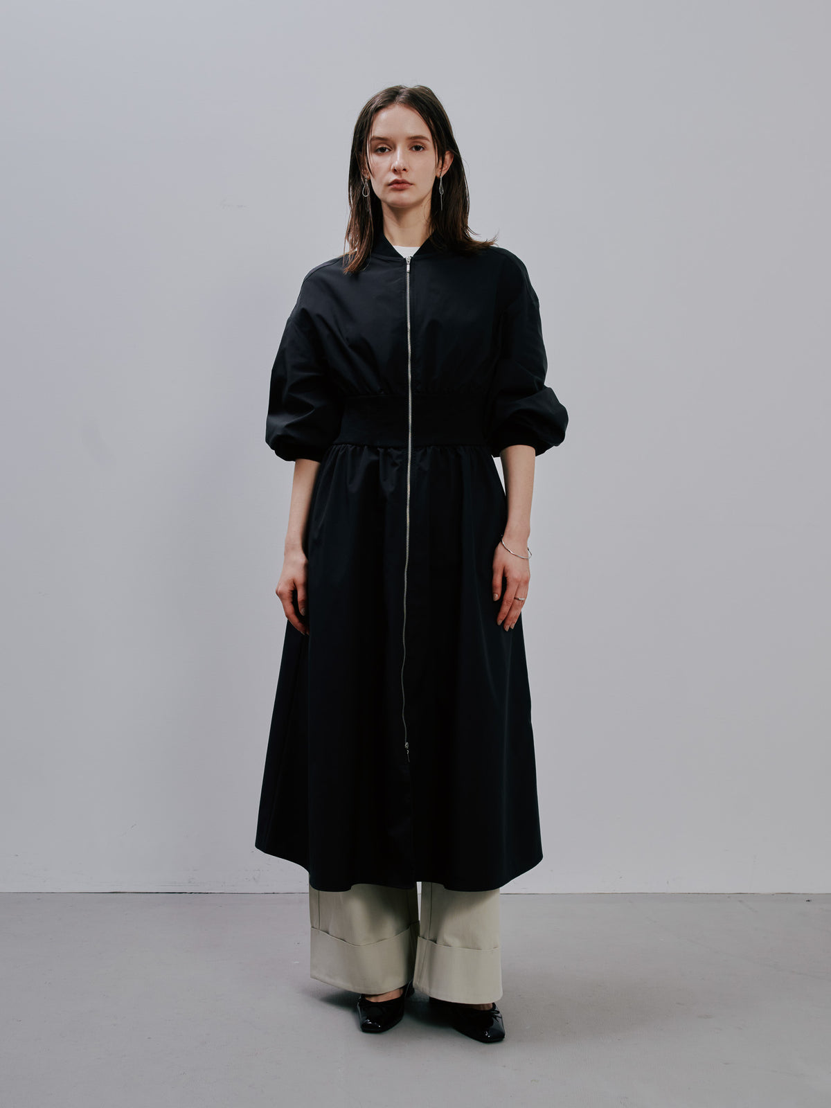 Waist Rib Long Coat[603363]black(99)