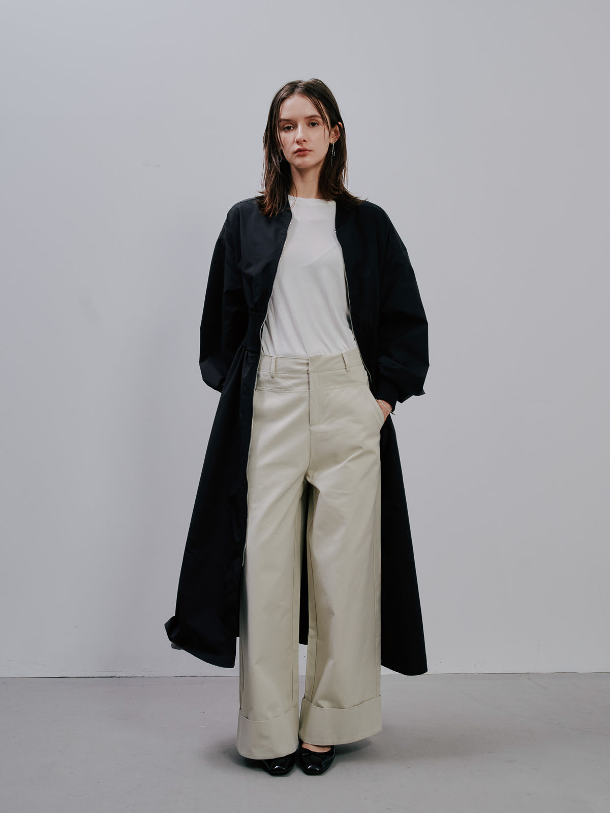 Waist Rib Long Coat[603363]black(99)