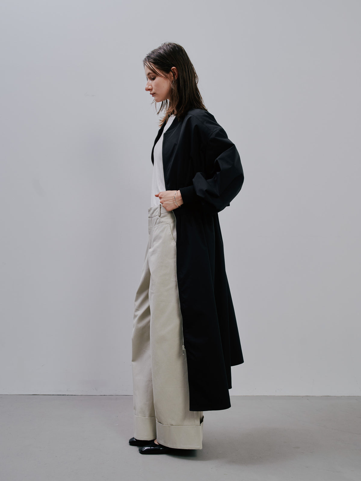 Waist Rib Long Coat[603363]black(99)