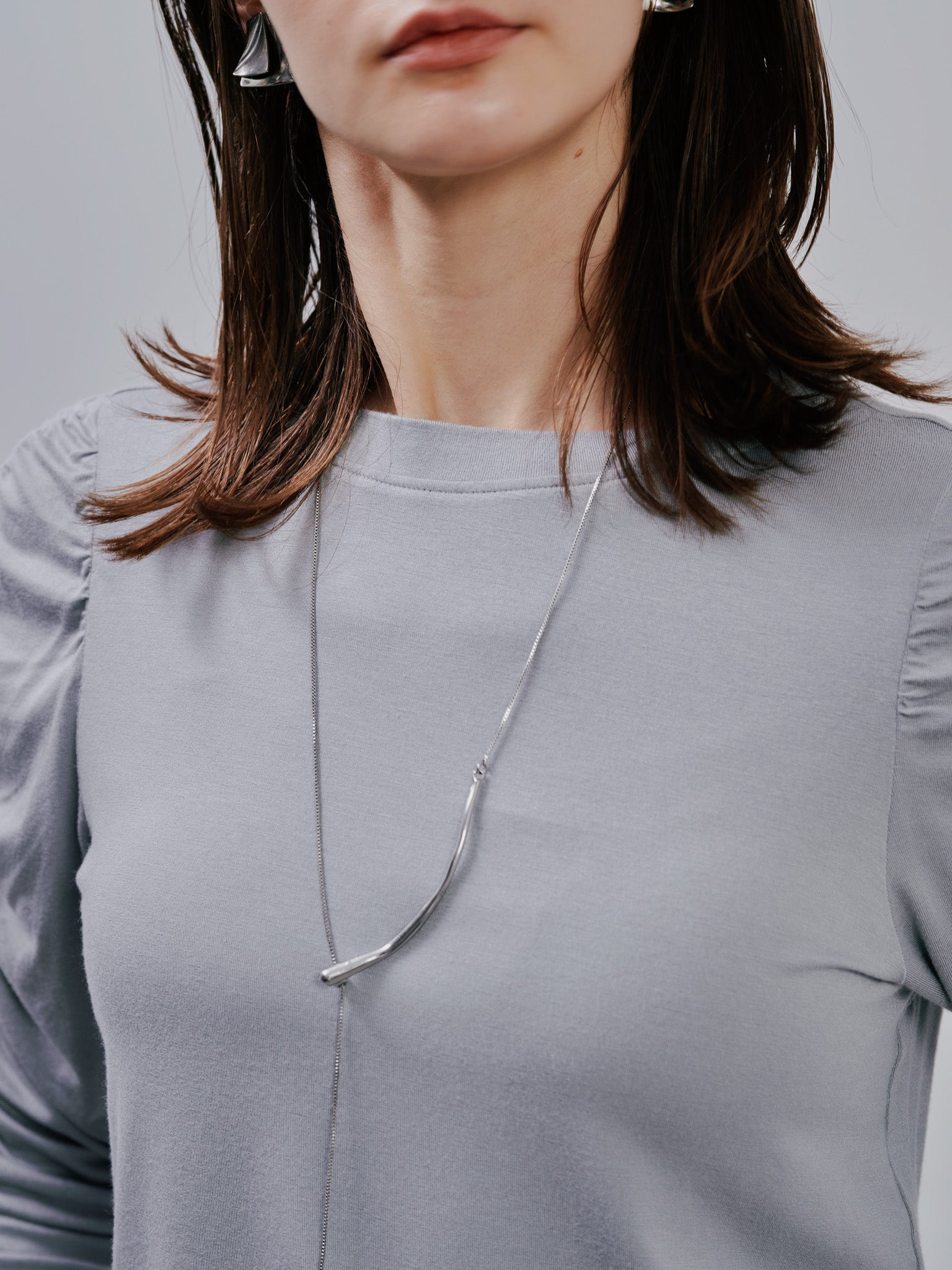 Gather Sleeve Tops [603343] grey(75)
