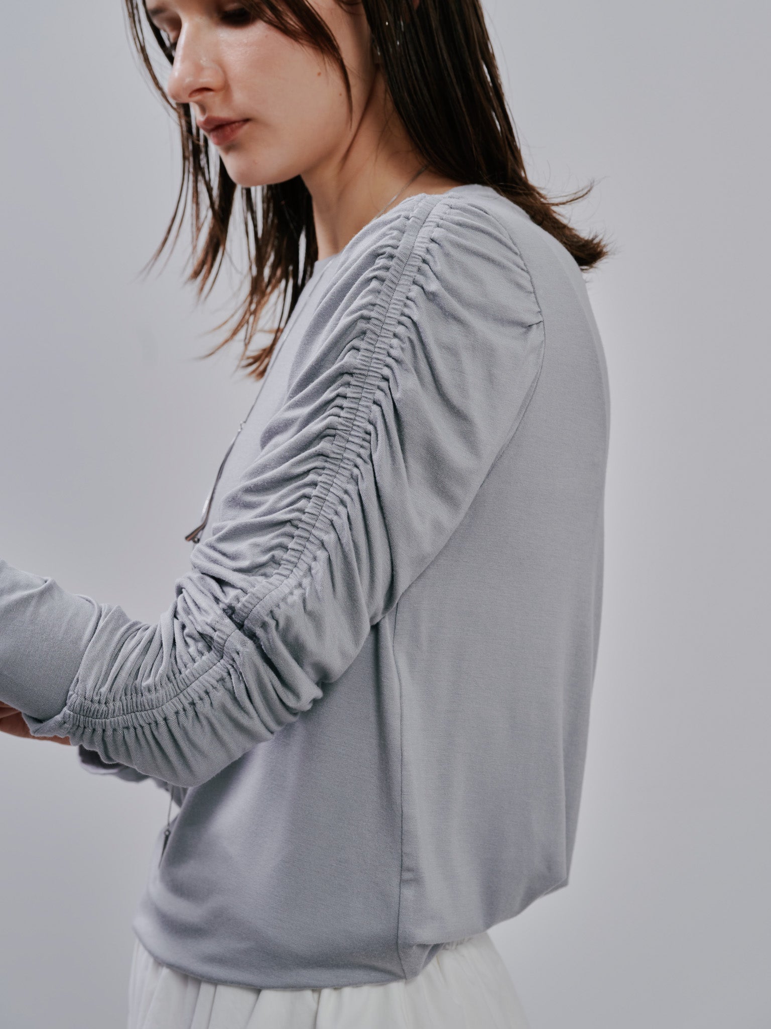 Gather Sleeve Tops [603343] grey(75)