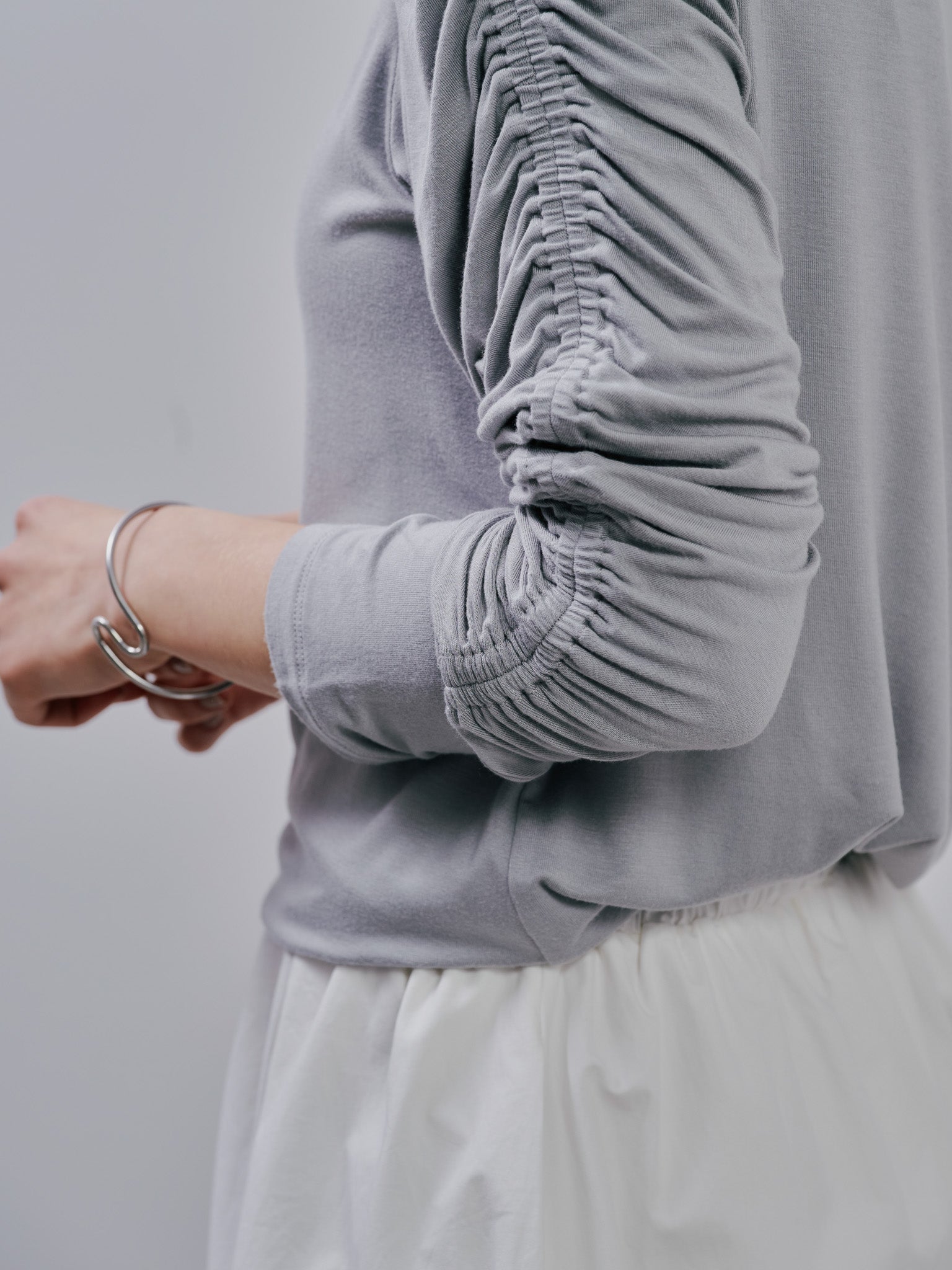 Gather Sleeve Tops [603343] grey(75)