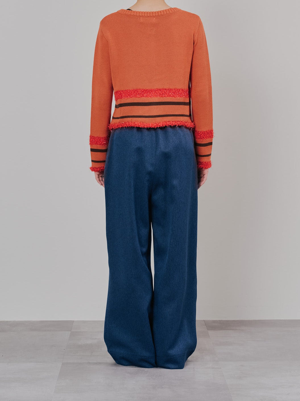 フロントリボンワイドタックパンツ [603330] navy
