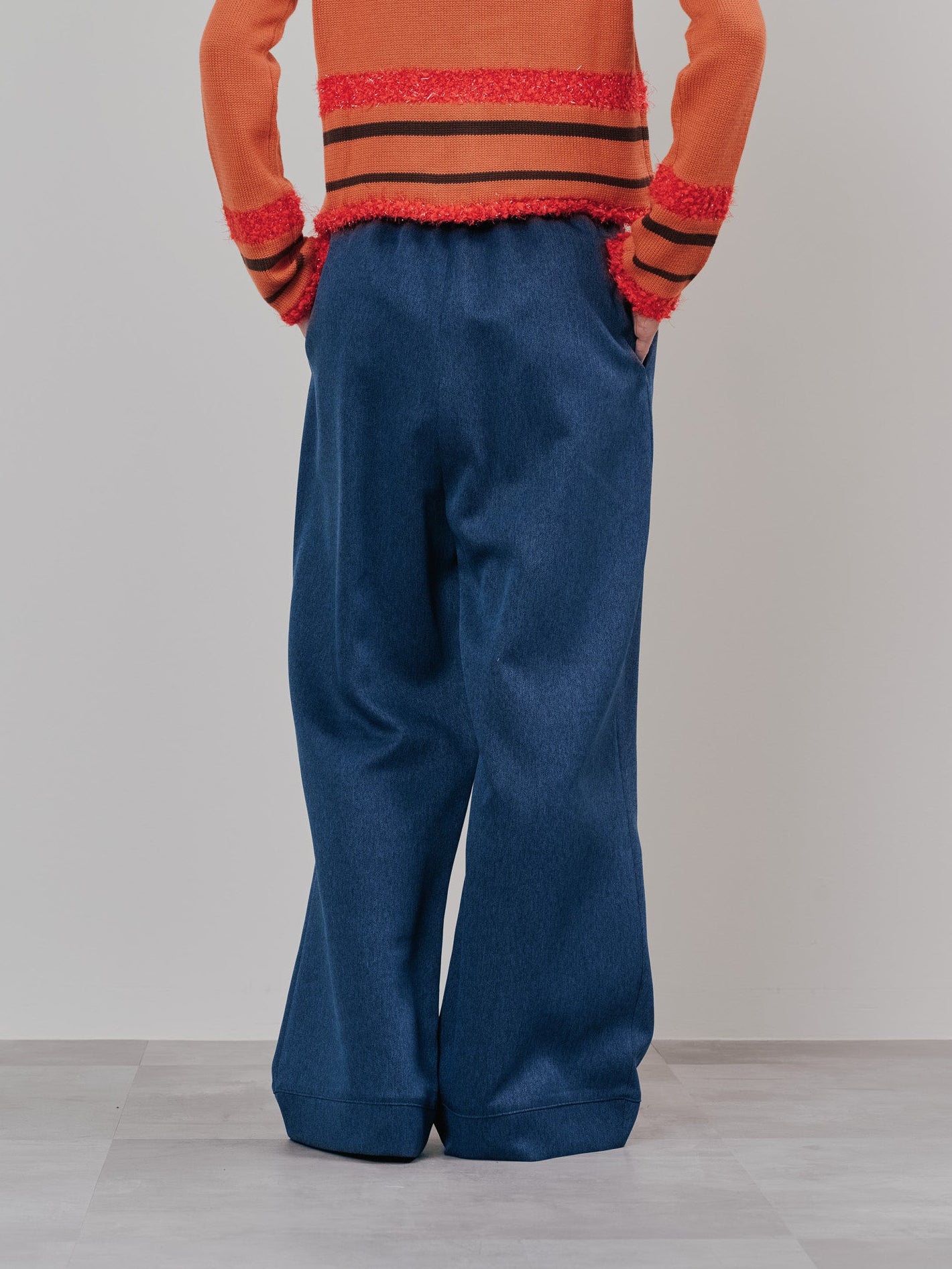 フロントリボンワイドタックパンツ [603330] navy