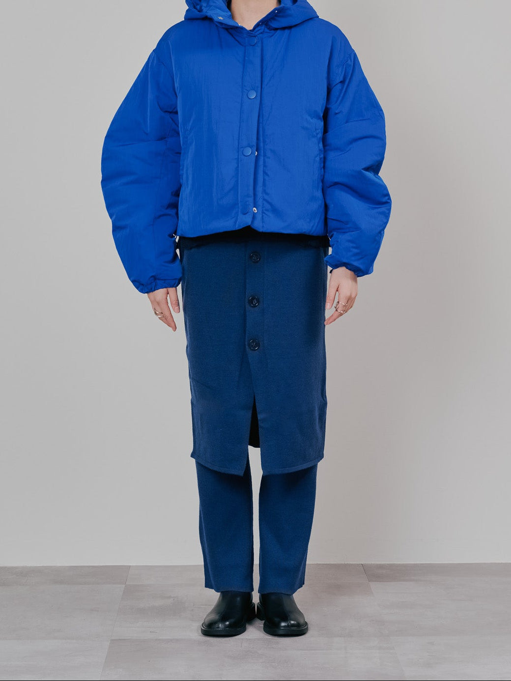 スカートレイヤードニットパンツ [601415] blue