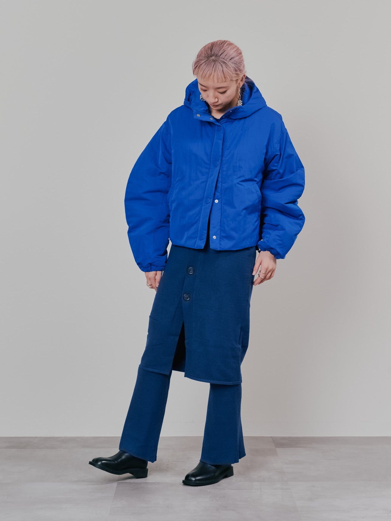 スカートレイヤードニットパンツ [601415] blue