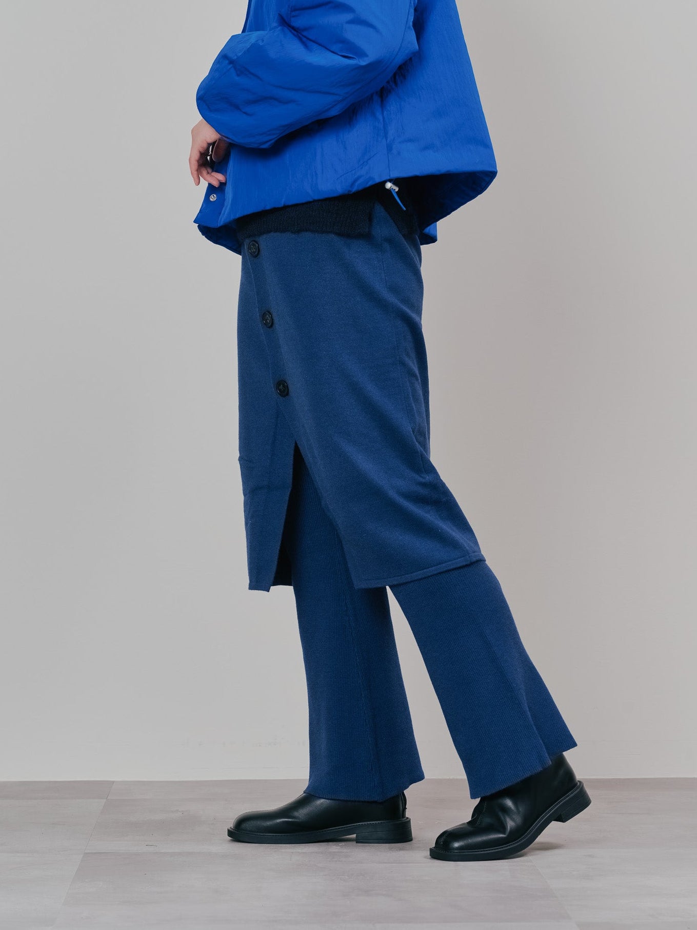 スカートレイヤードニットパンツ [601415] blue