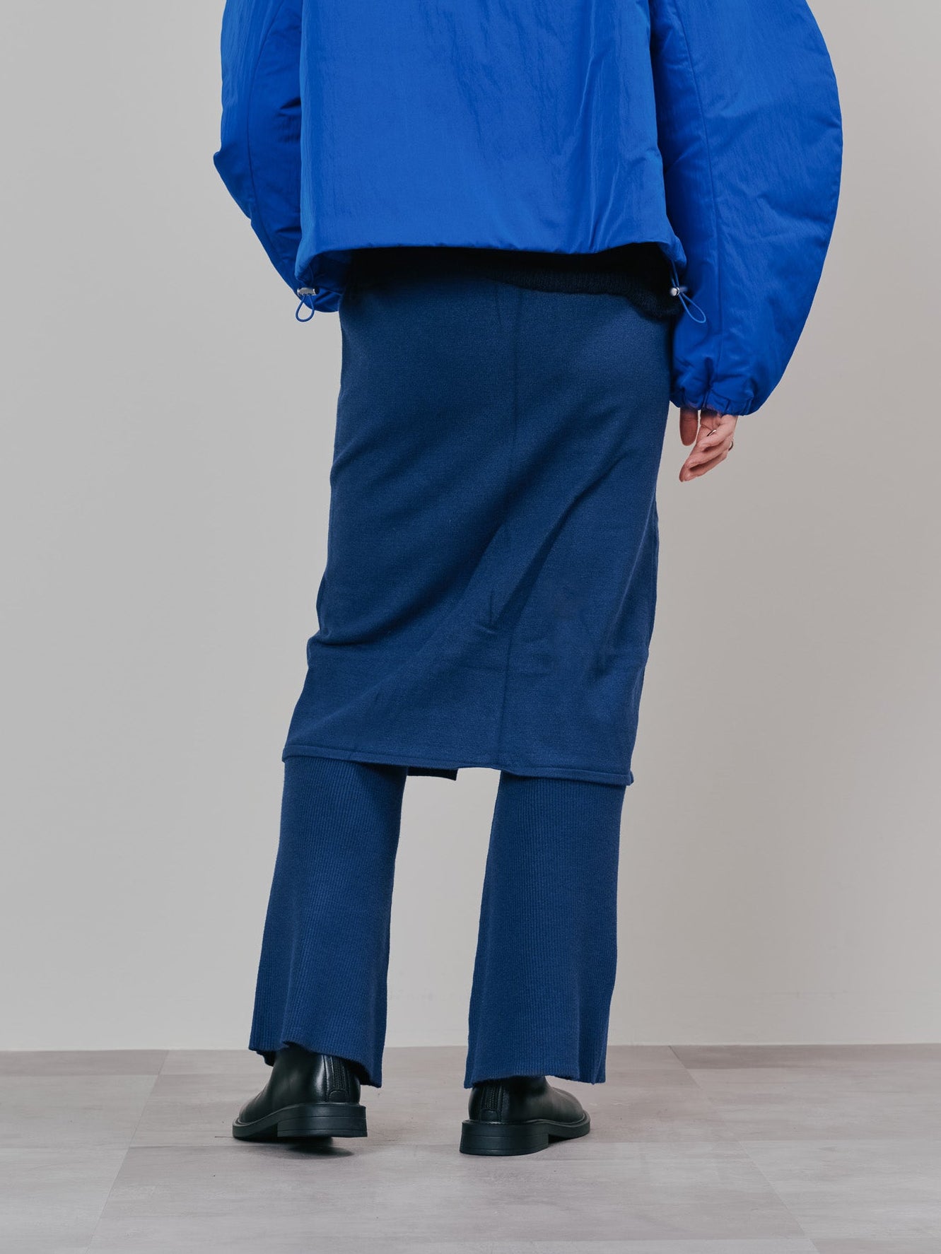 スカートレイヤードニットパンツ [601415] blue