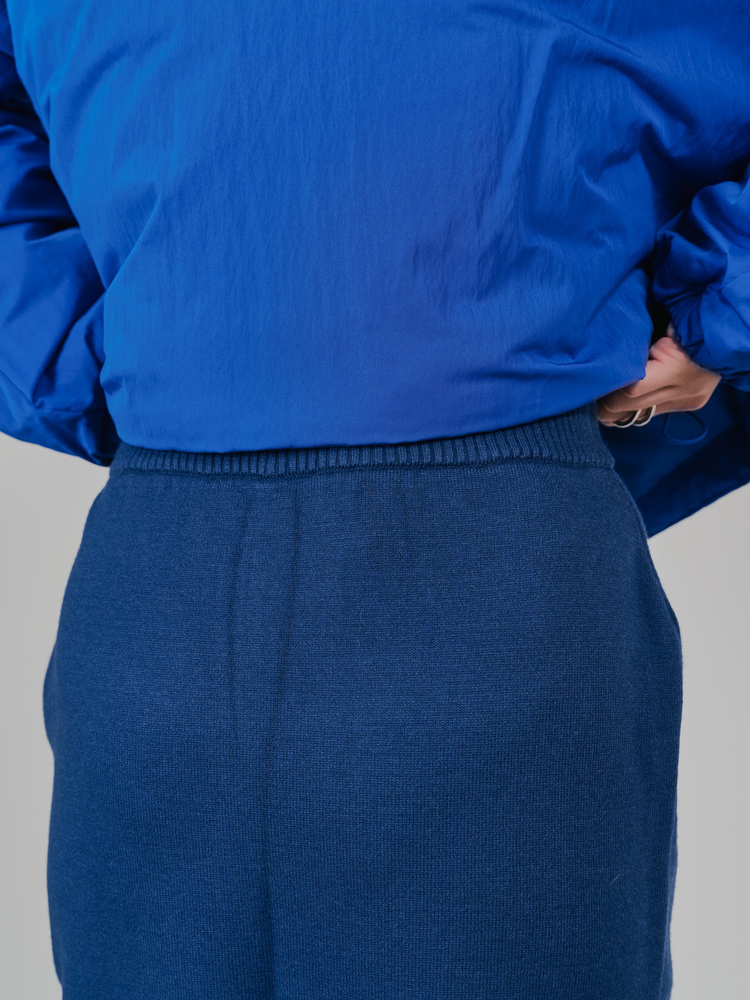 スカートレイヤードニットパンツ [601415] blue