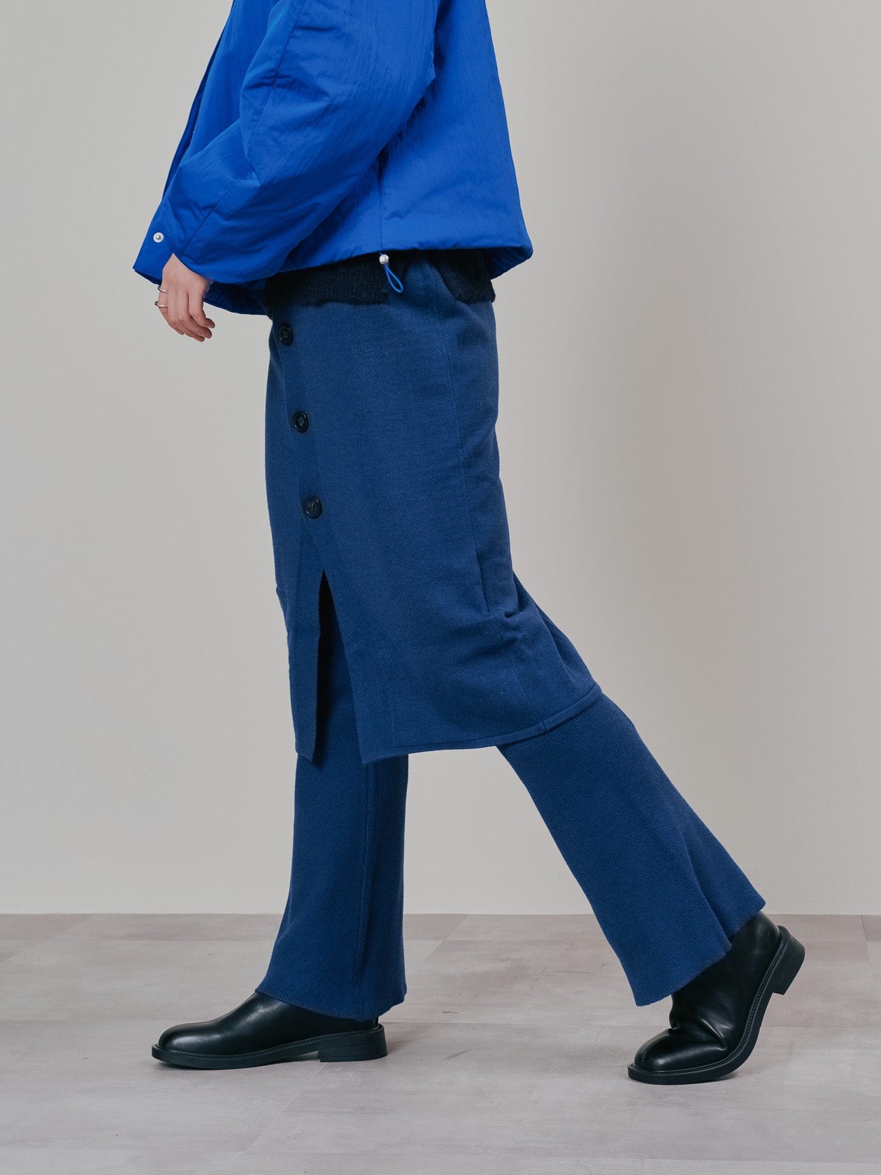 スカートレイヤードニットパンツ [601415] blue