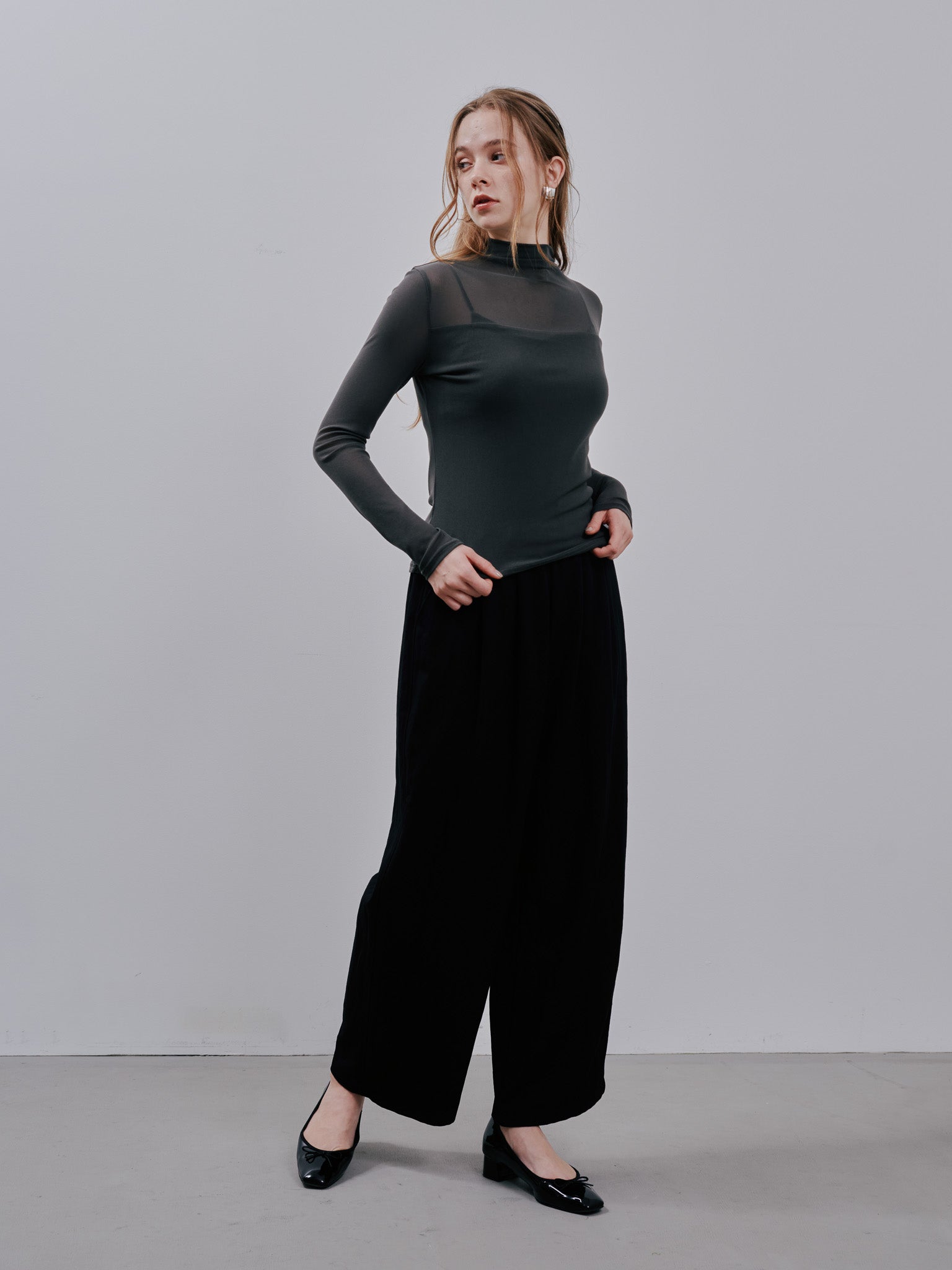Sheer Tops [603369] khaki(35)