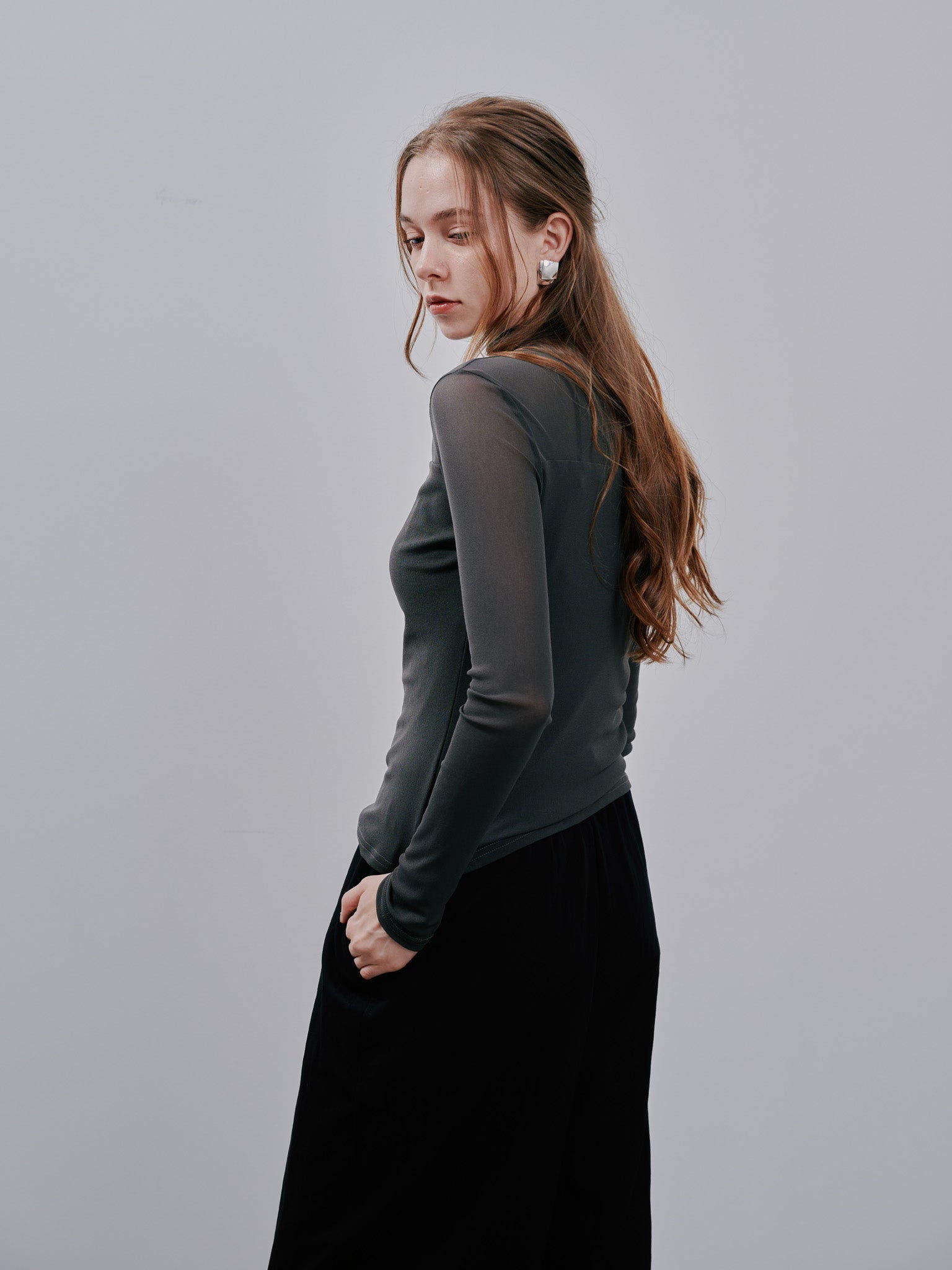Sheer Tops [603369] khaki(35)