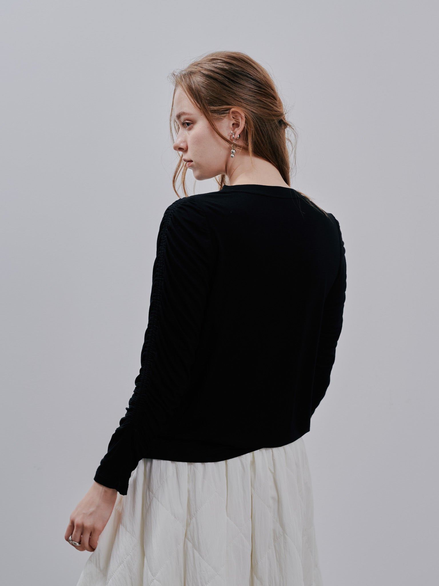 Gather Sleeve Tops [603343] black(99)
