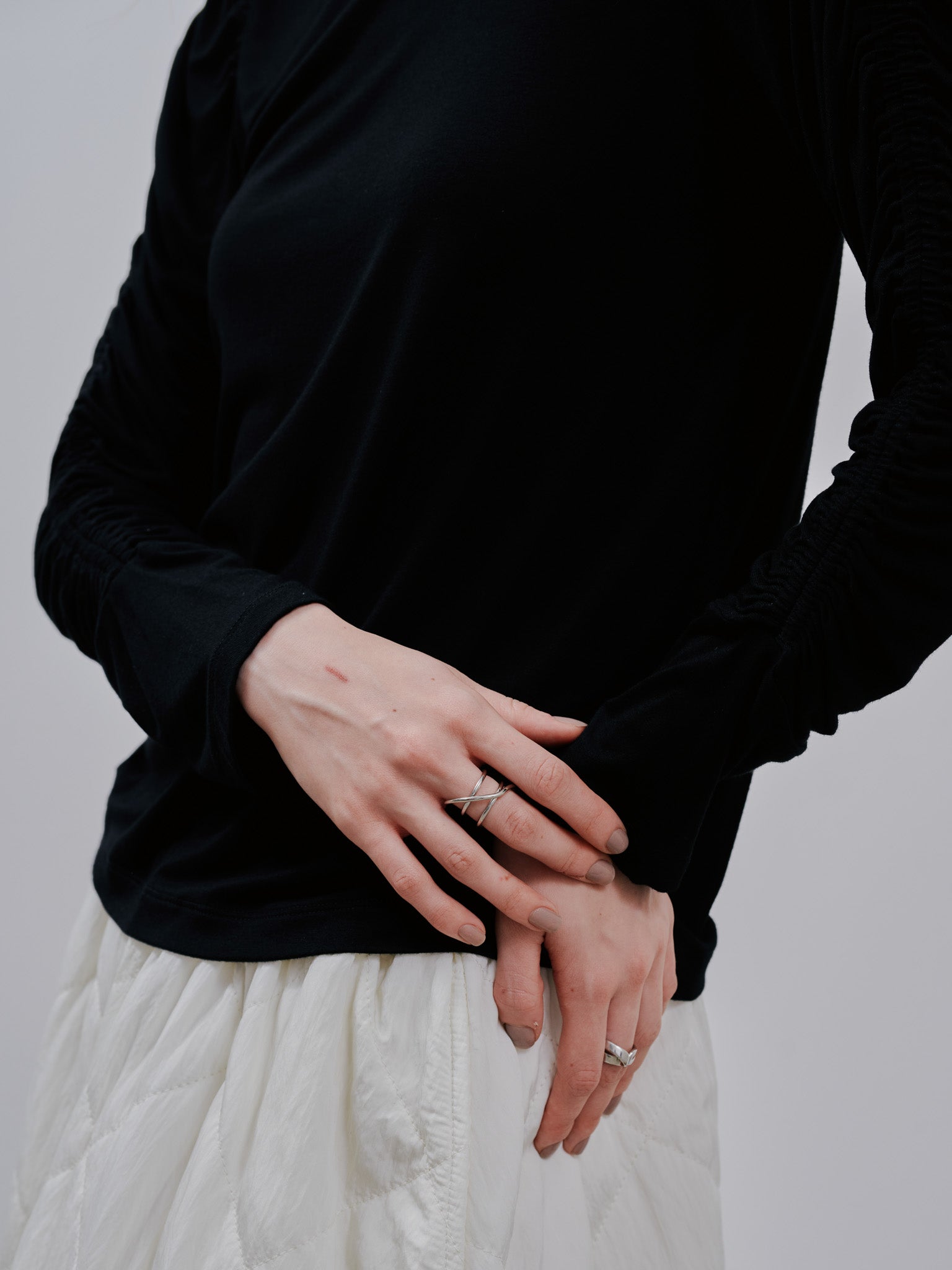 Gather Sleeve Tops [603343] black(99)