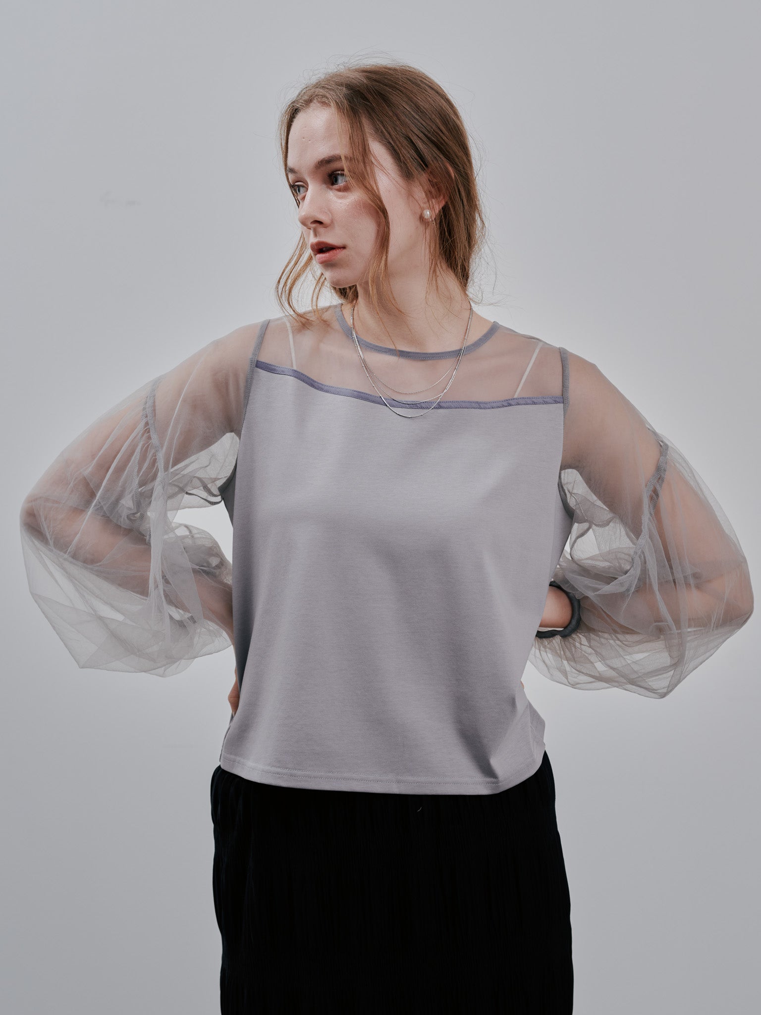 Tulle Tops[603360]grey(75)