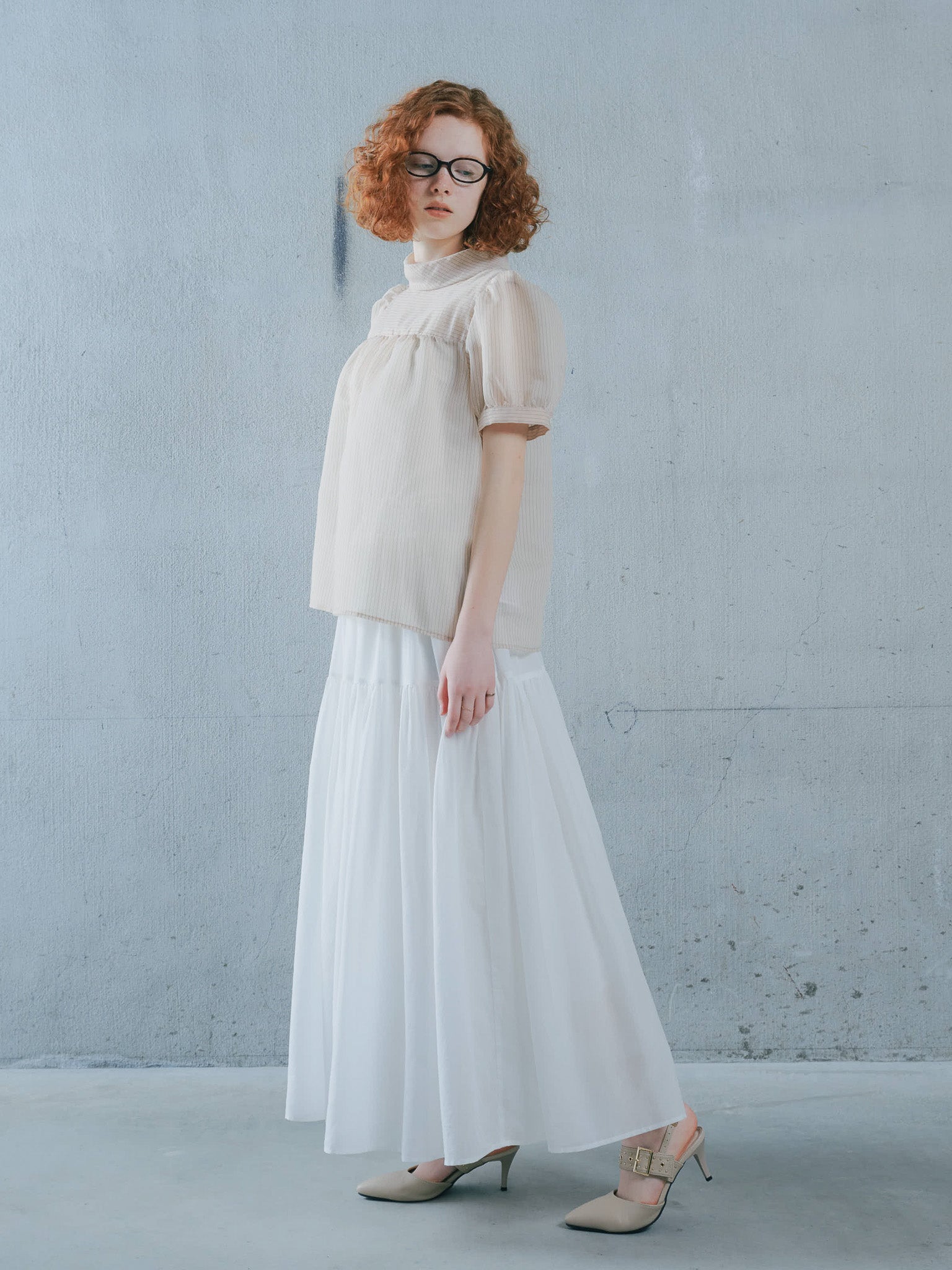 Gather Tiered Skirt [603398] off(01)