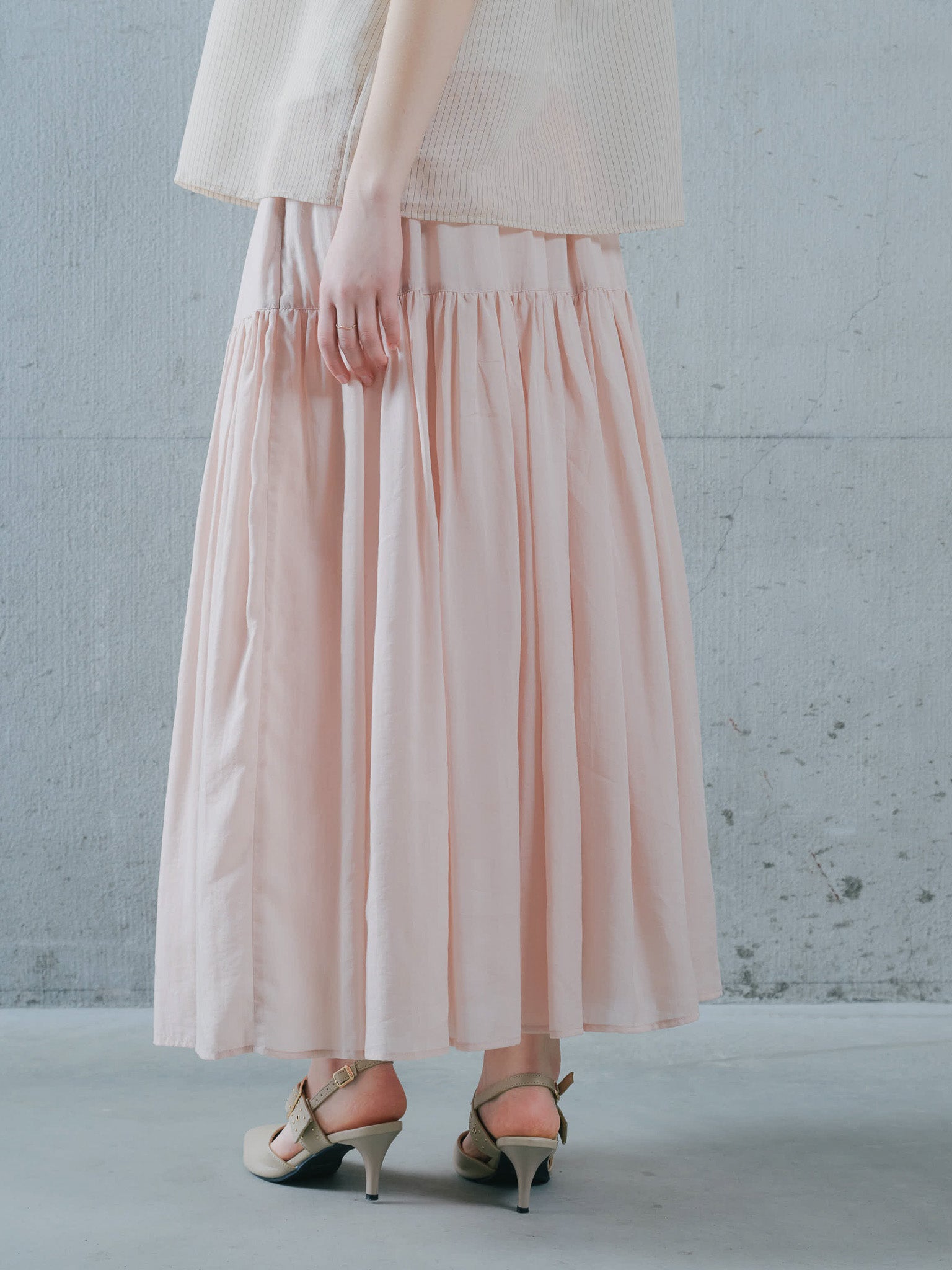 Gather Tiered Skirt [603398] pink beige(08)
