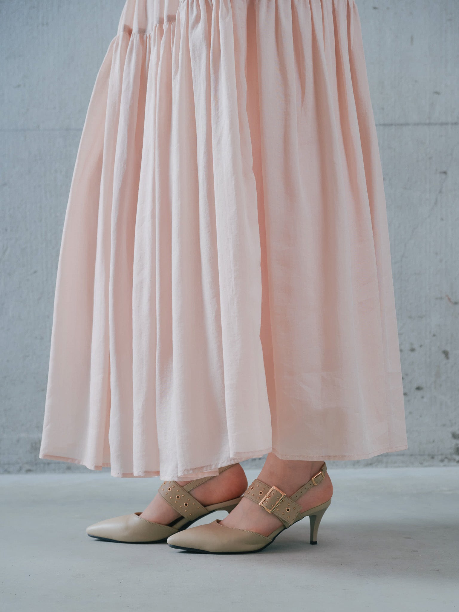 Gather Tiered Skirt [603398] pink beige(08)