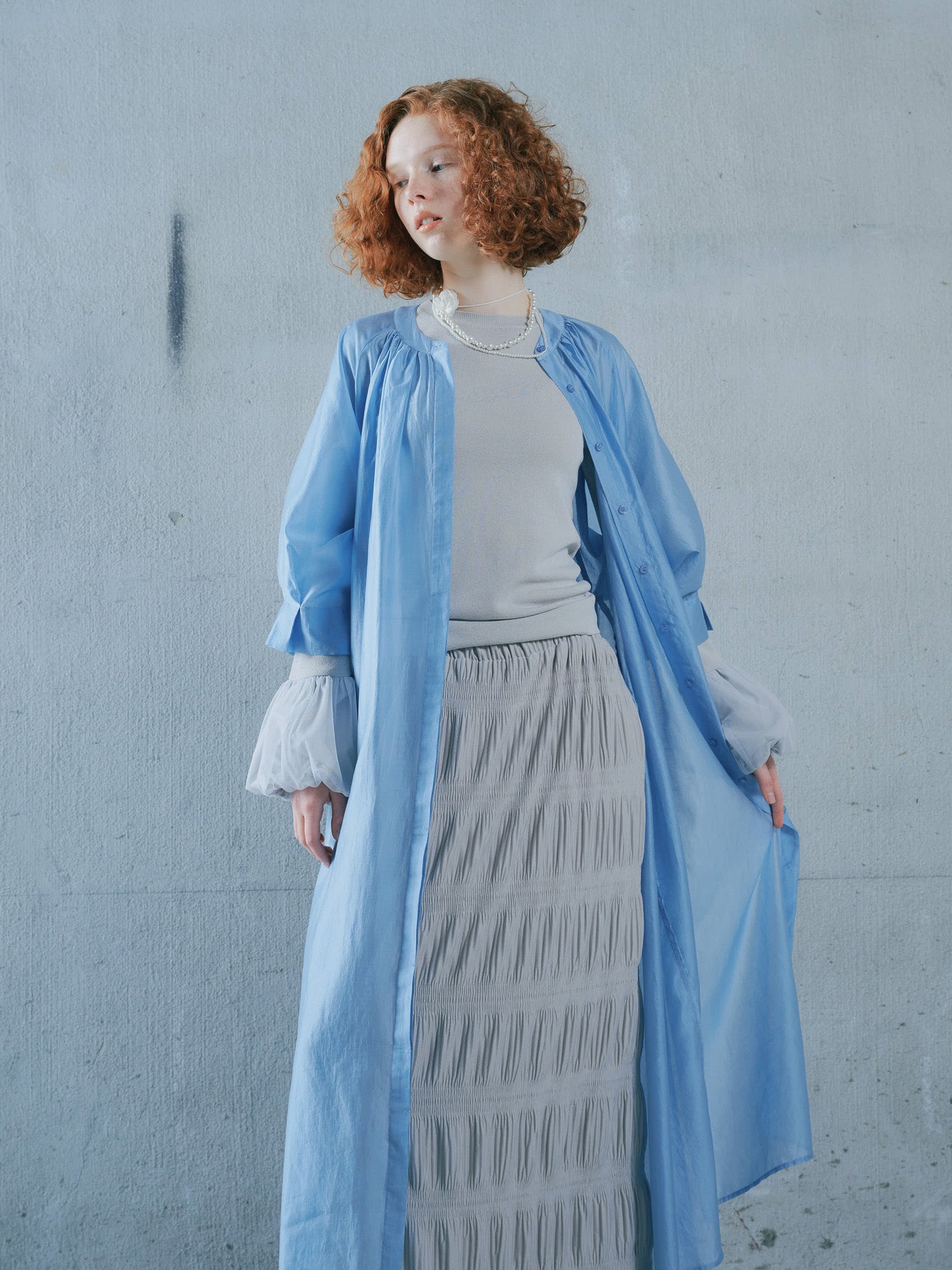 Sleeve Tuck Dress [603397] blue(40)