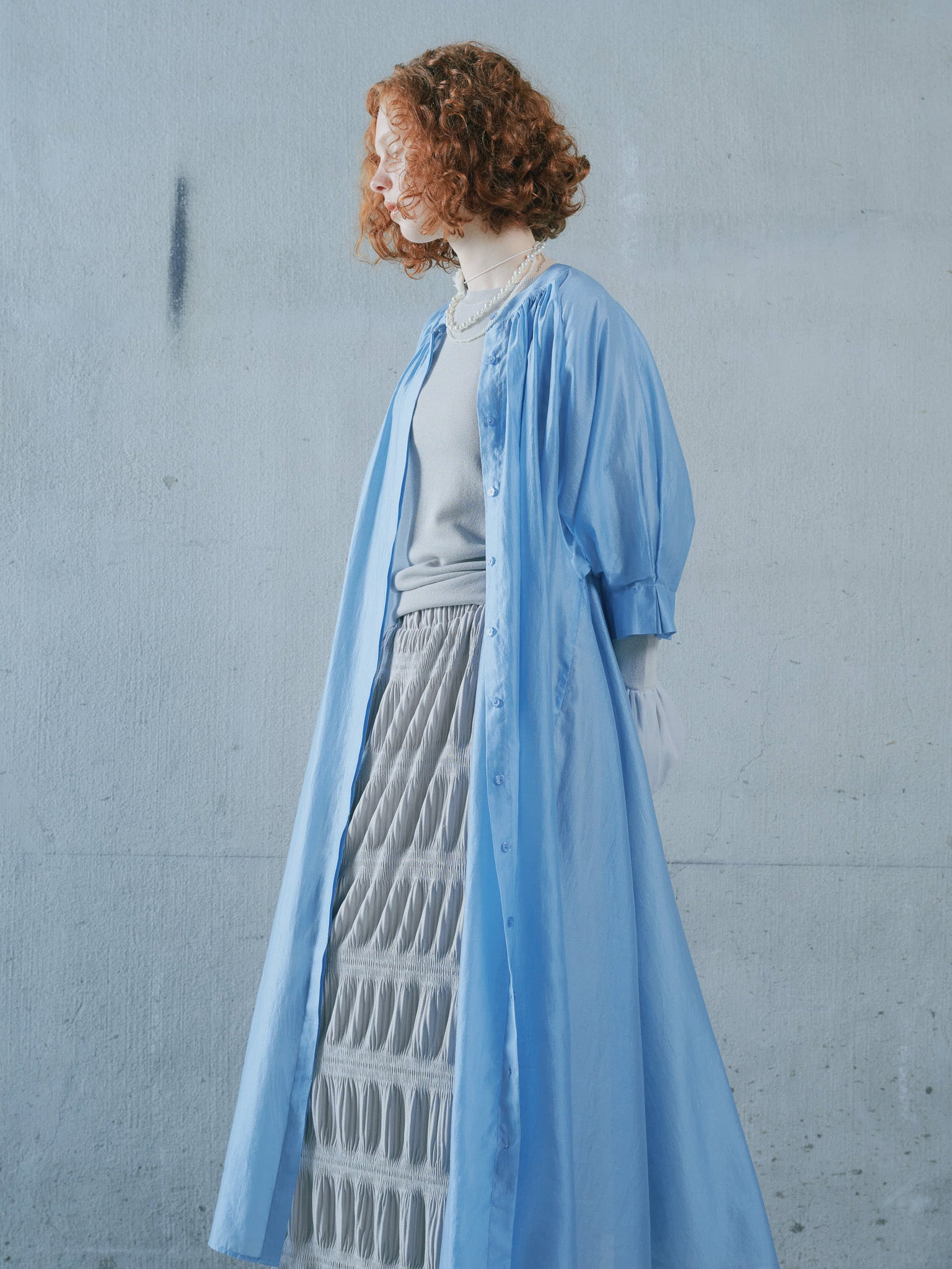 Sleeve Tuck Dress [603397] blue(40)