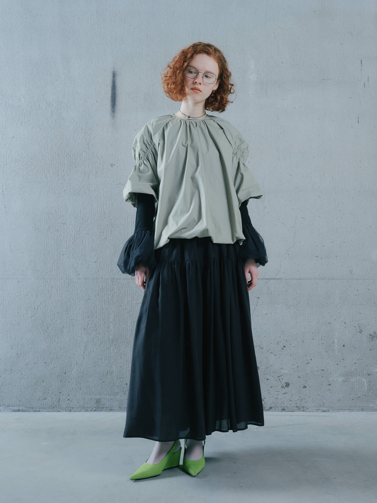 Gather Tiered Skirt [603398] black(99)