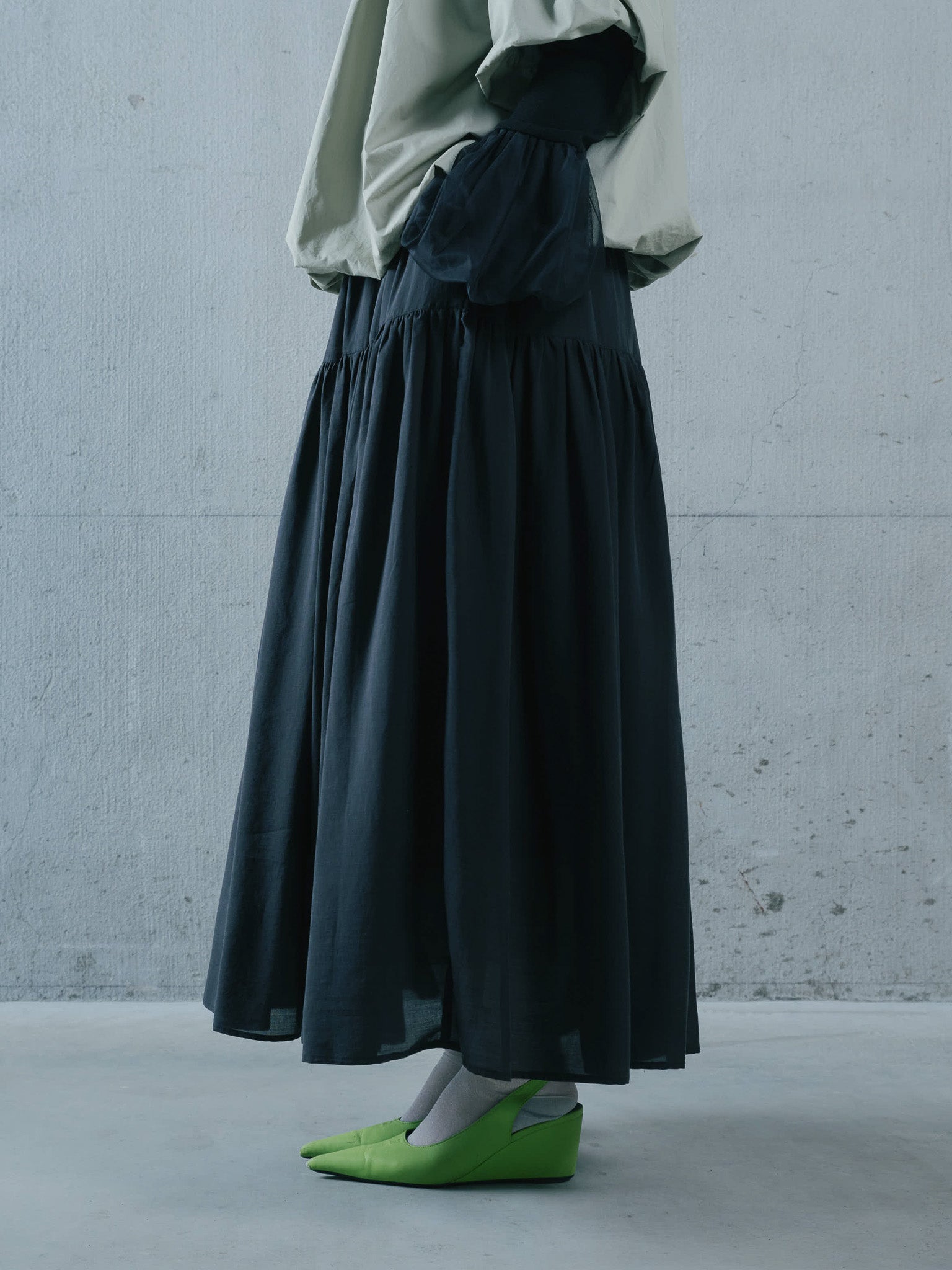 Gather Tiered Skirt [603398] black(99)