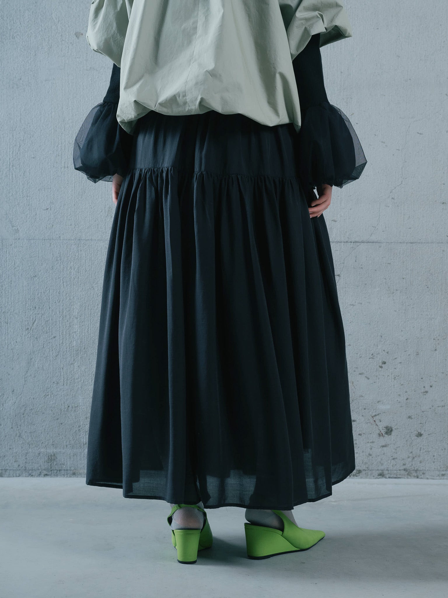 Gather Tiered Skirt [603398] black(99)