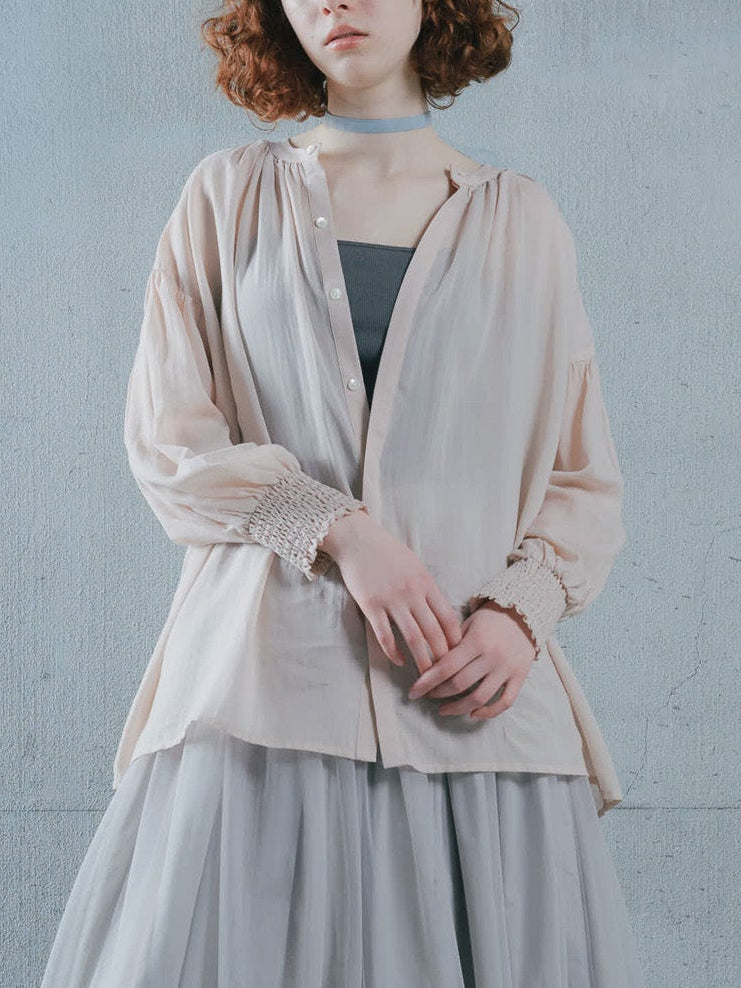2way Sheer Blouse [603391] pink beige(08)