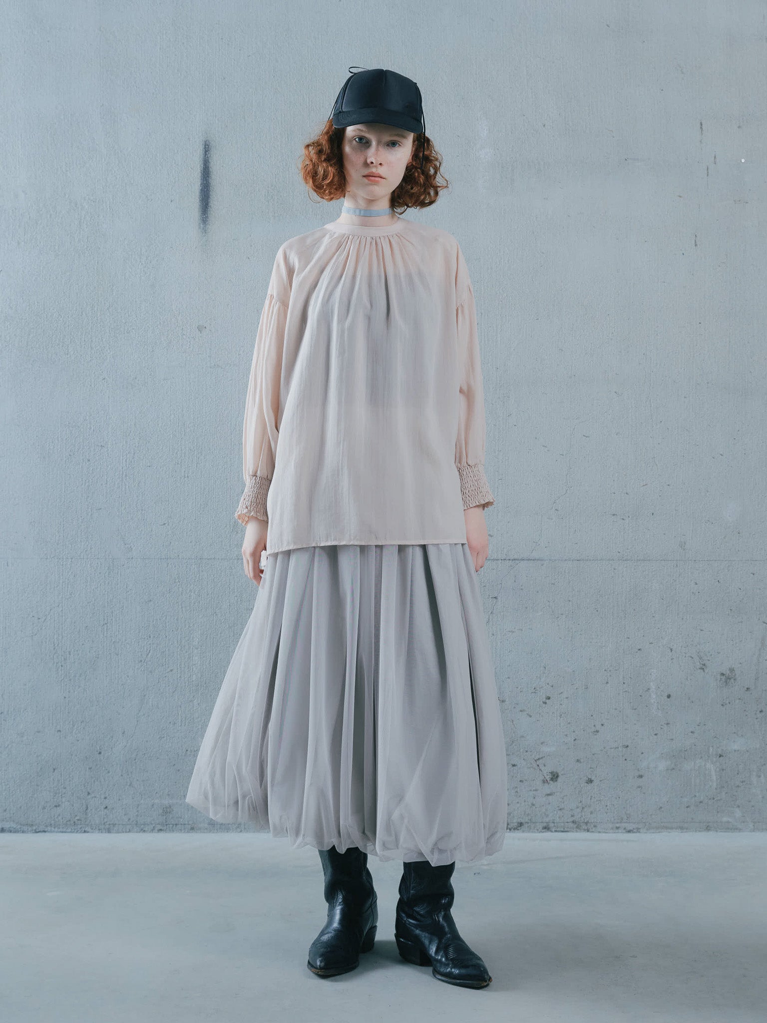 2way Sheer Blouse [603391] pink beige(08)