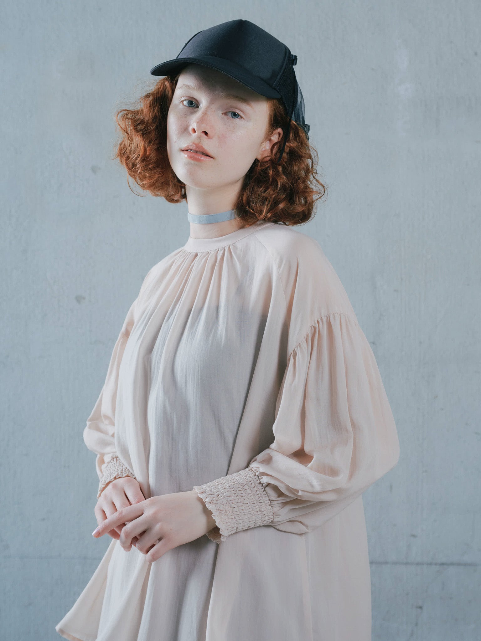 2way Sheer Blouse [603391] pink beige(08)