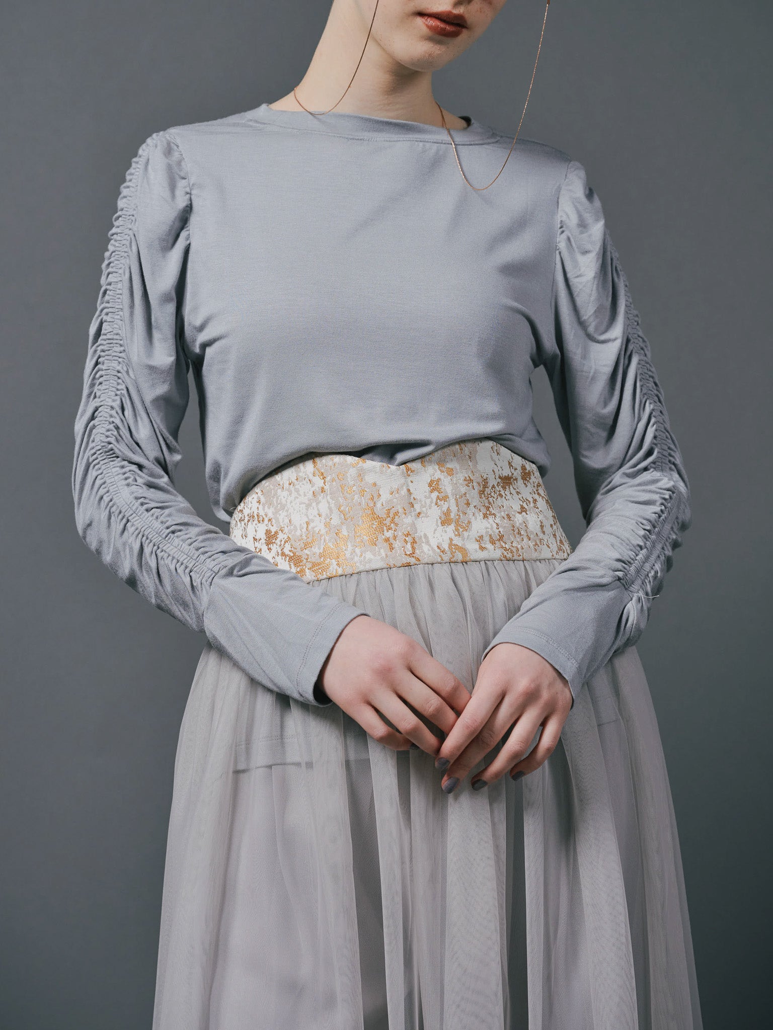 Jacquard × Tulle Skirt [603390] pink(20)