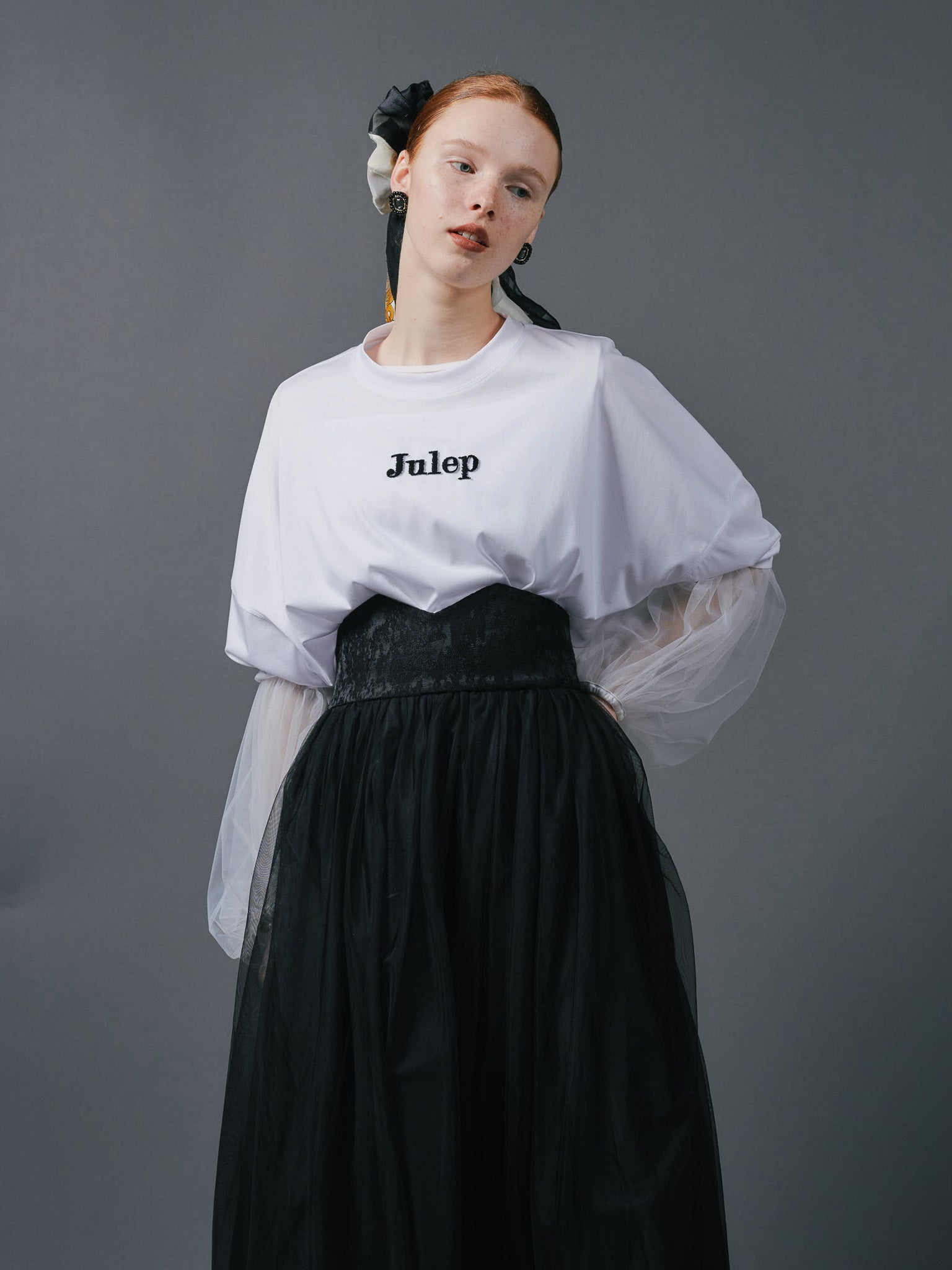 Jacquard × Tulle Skirt [603390] black(99)