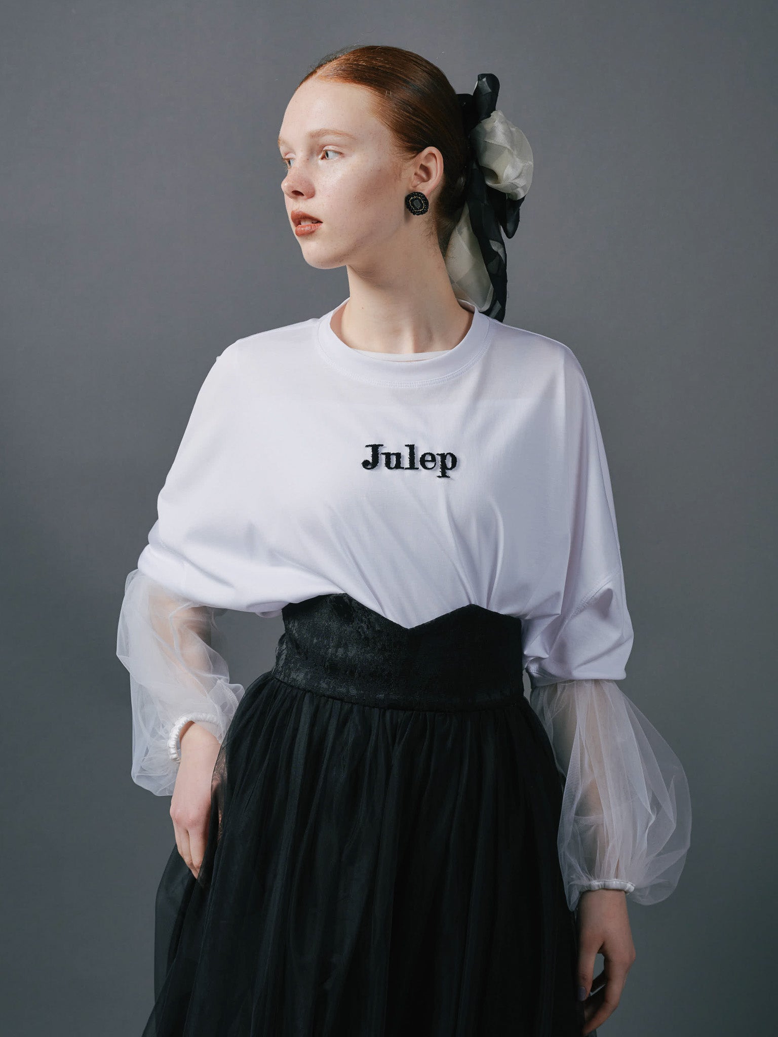 Jacquard × Tulle Skirt [603390] black(99)