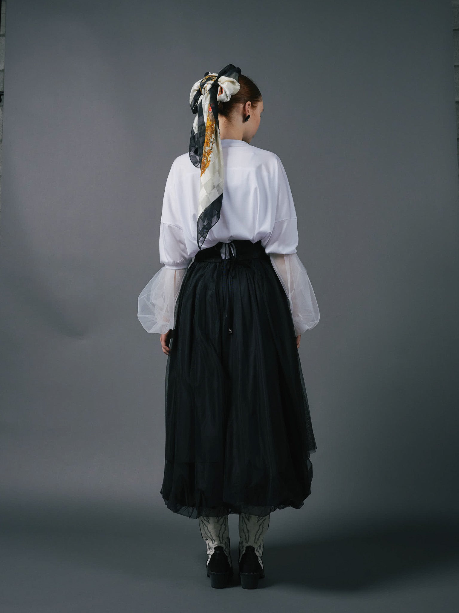 Jacquard × Tulle Skirt [603390] black(99)