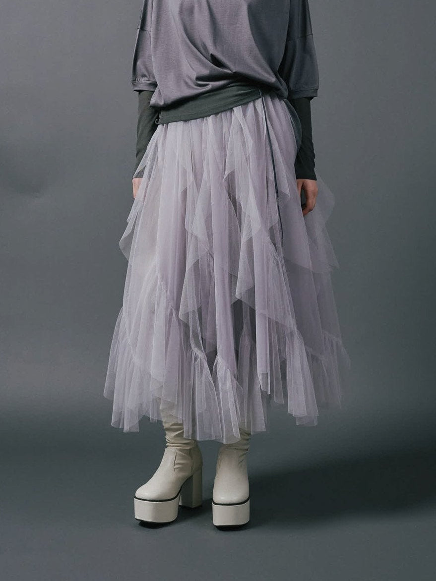 Tulle Frill Skirt [603346]greige(09)