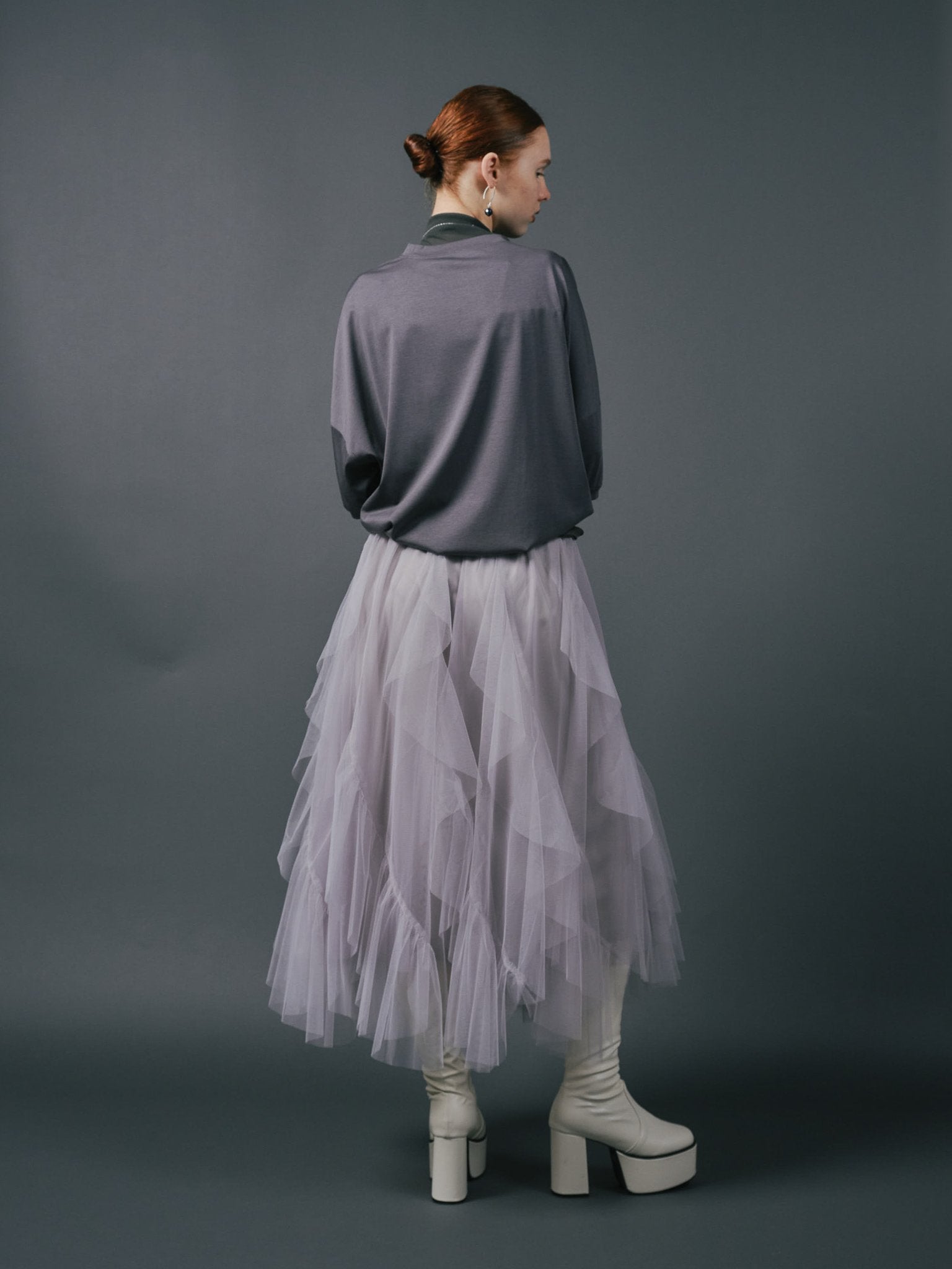 Tulle Frill Skirt [603346]greige(09)