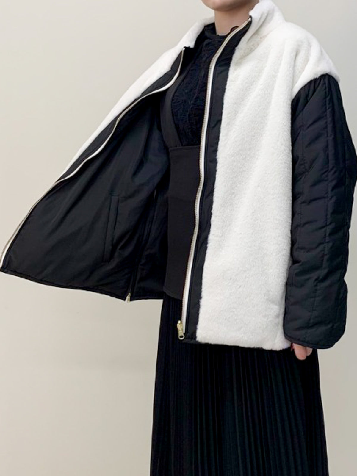 Reversible Boa & Quilted Coat (448)
