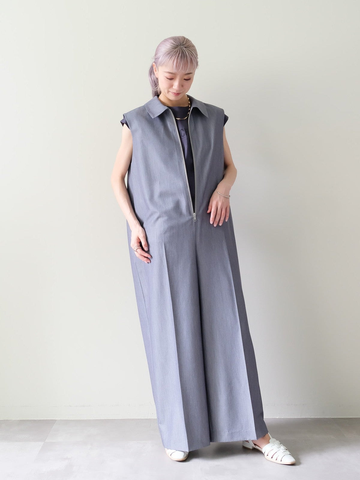 Front Zip All-in-one(フロントジップオールインワン)[601536]gray