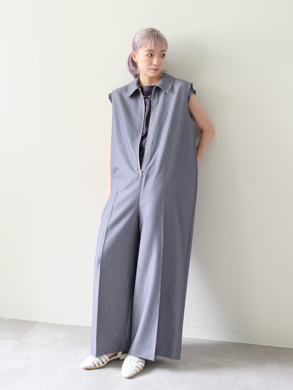 Front Zip All-in-one(フロントジップオールインワン)[601536]gray