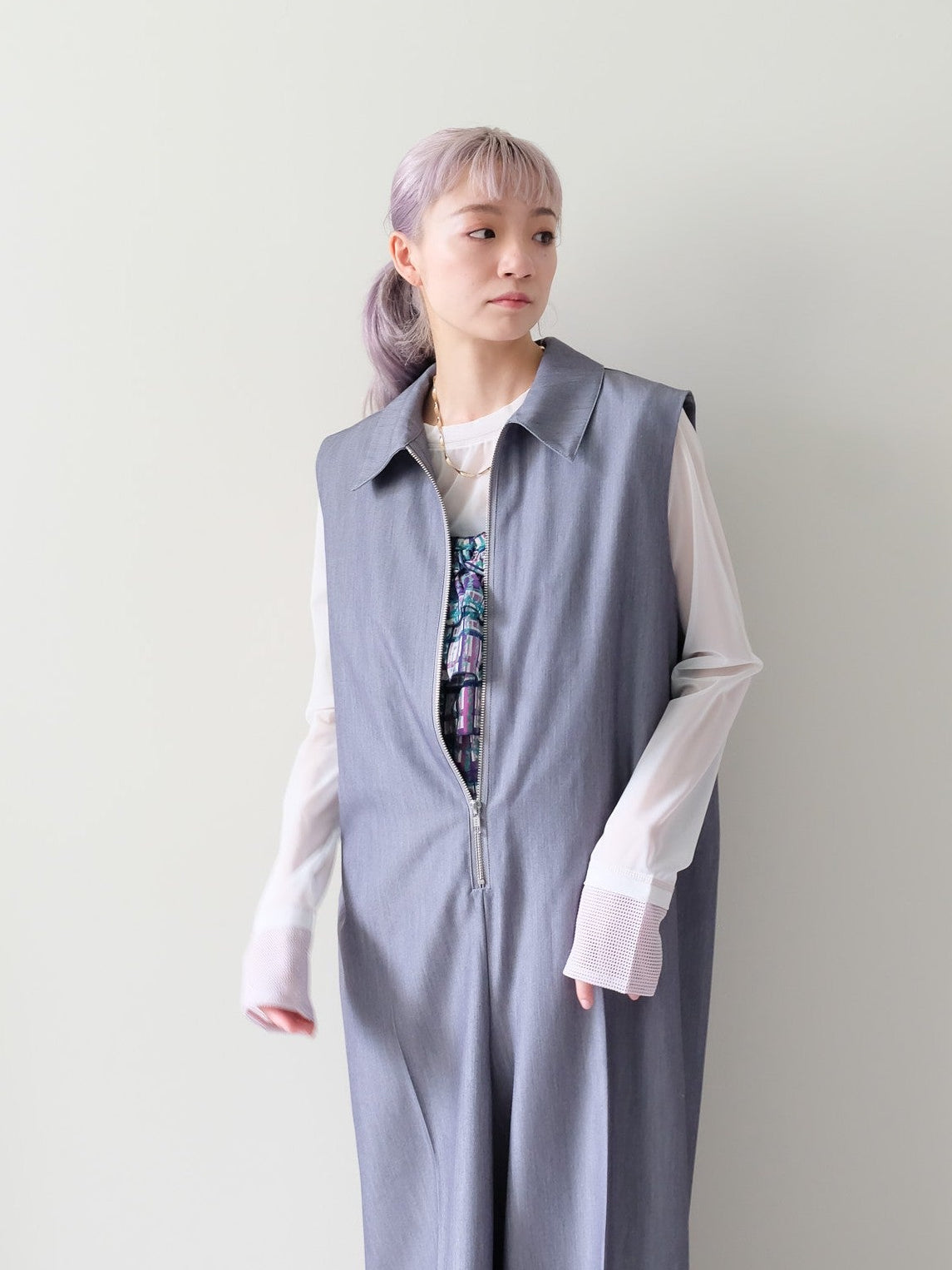 Front Zip All-in-one(フロントジップオールインワン)[601536]gray
