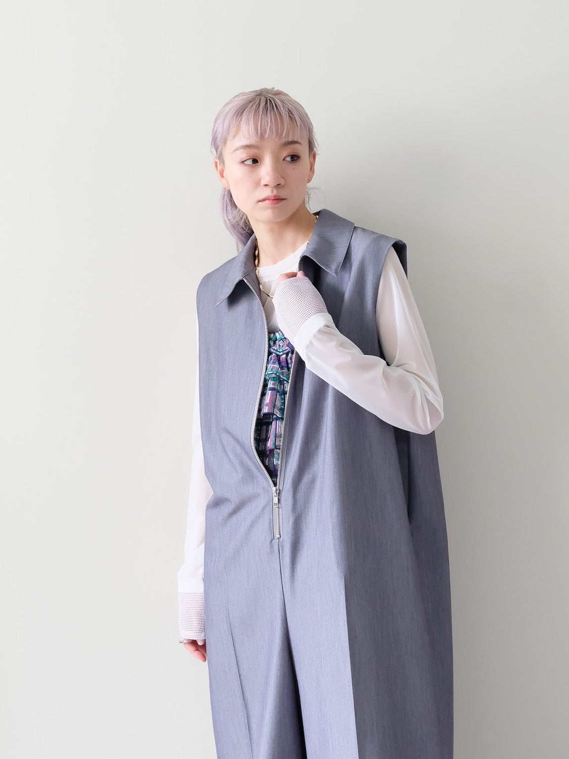 Front Zip All-in-one(フロントジップオールインワン)[601536]gray