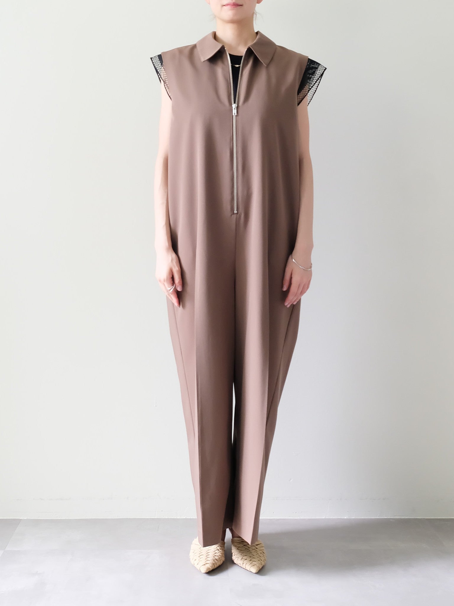 Front Zip All-in-one(フロントジップオールインワン)[601536]brown