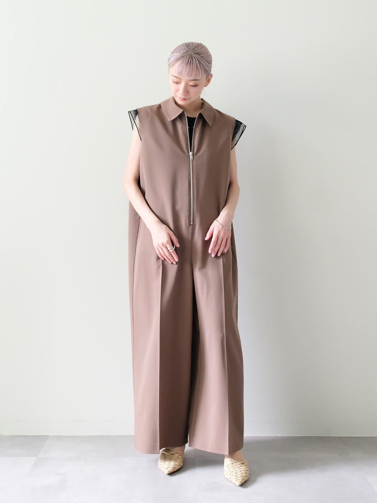 Front Zip All-in-one(フロントジップオールインワン)[601536]brown