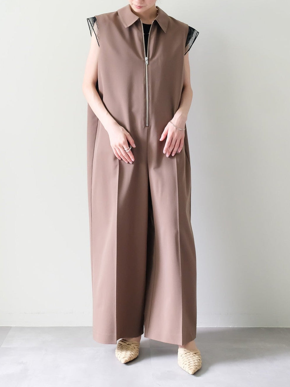 Front Zip All-in-one(フロントジップオールインワン)[601536]brown