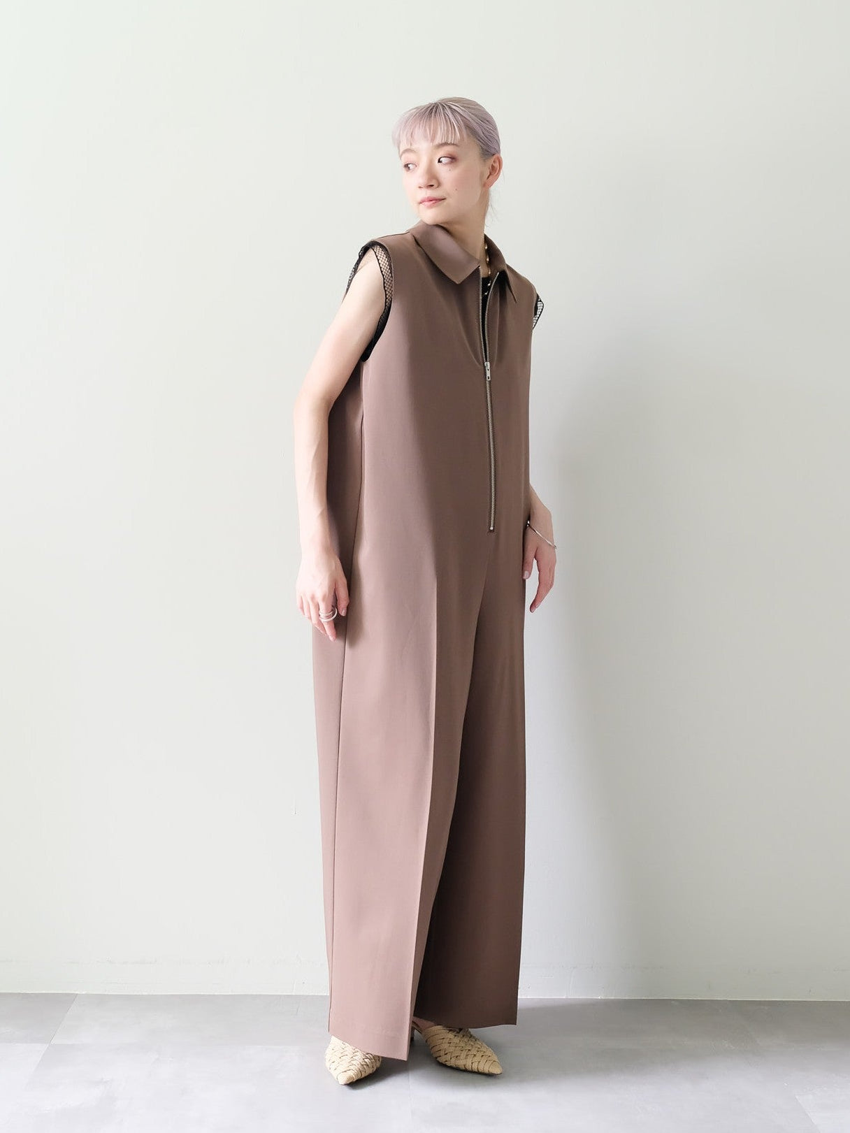 Front Zip All-in-one(フロントジップオールインワン)[601536]brown