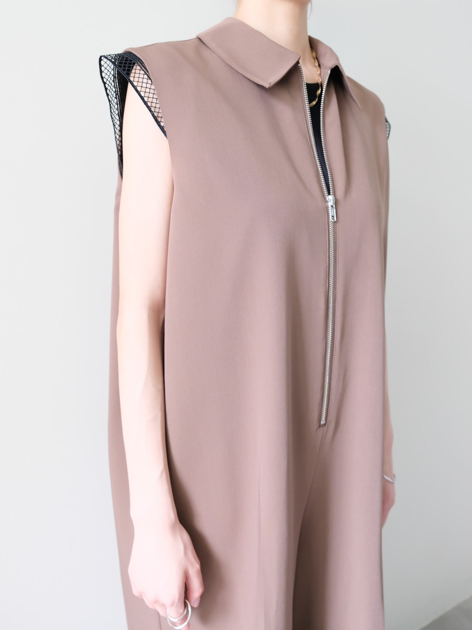 Front Zip All-in-one(フロントジップオールインワン)[601536]brown