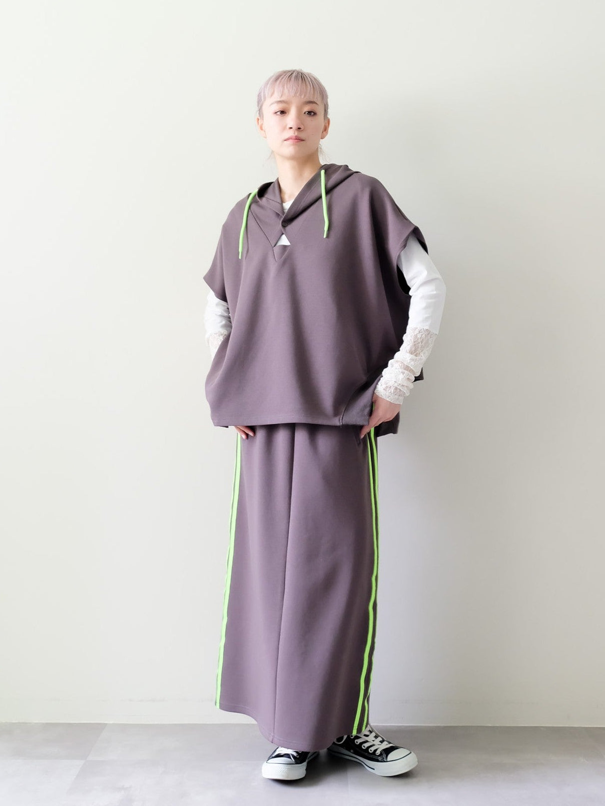 Sleeveless Hoodie Top(ノースリーブフーディー)[601572]charcoal