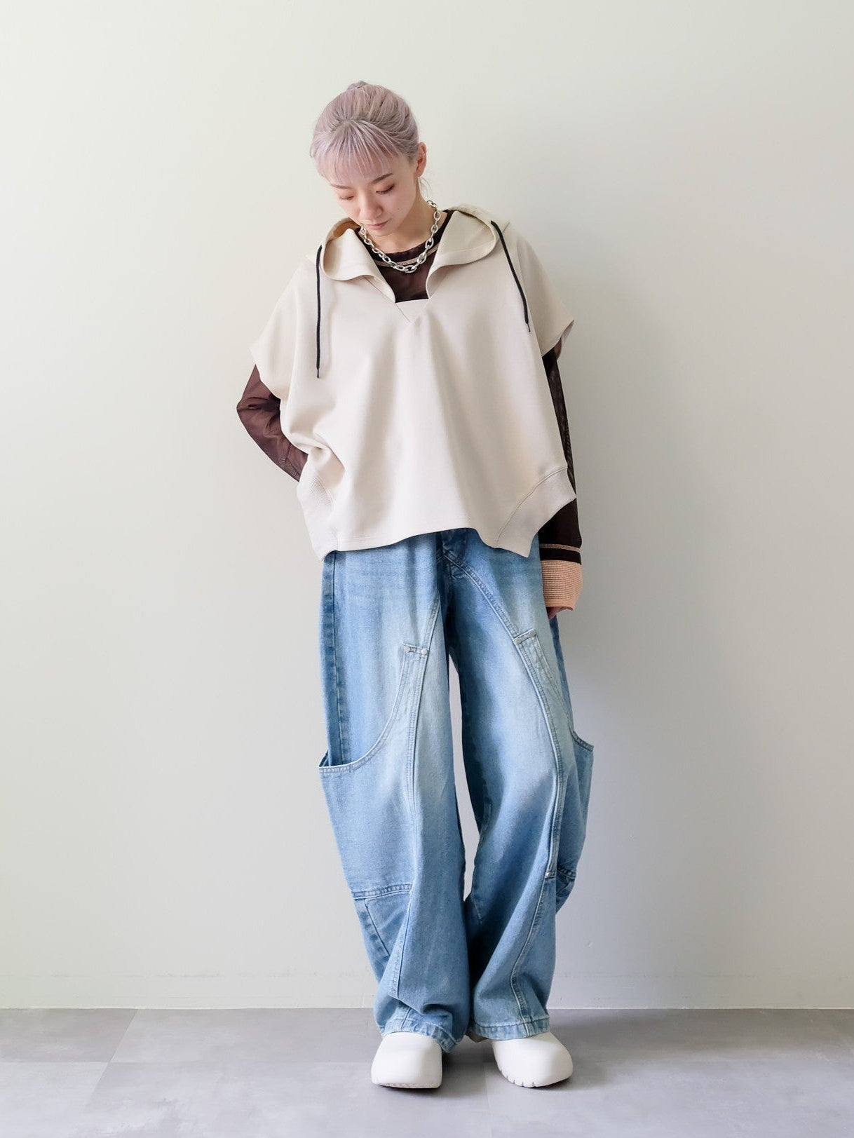 Sleeveless Hoodie Top(ノースリーブフーディー)[601572]light beige